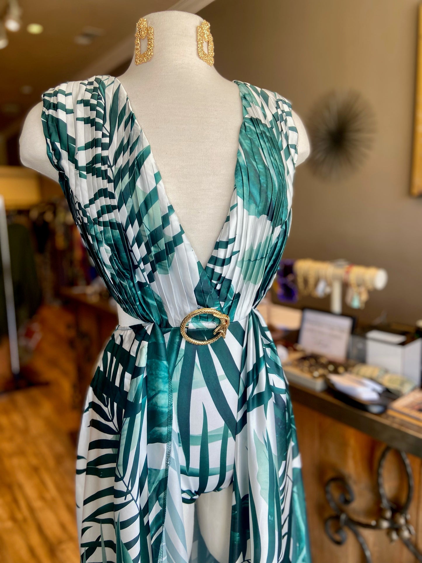 Leafy Bodysuit Wrap Dress FINAL SALE