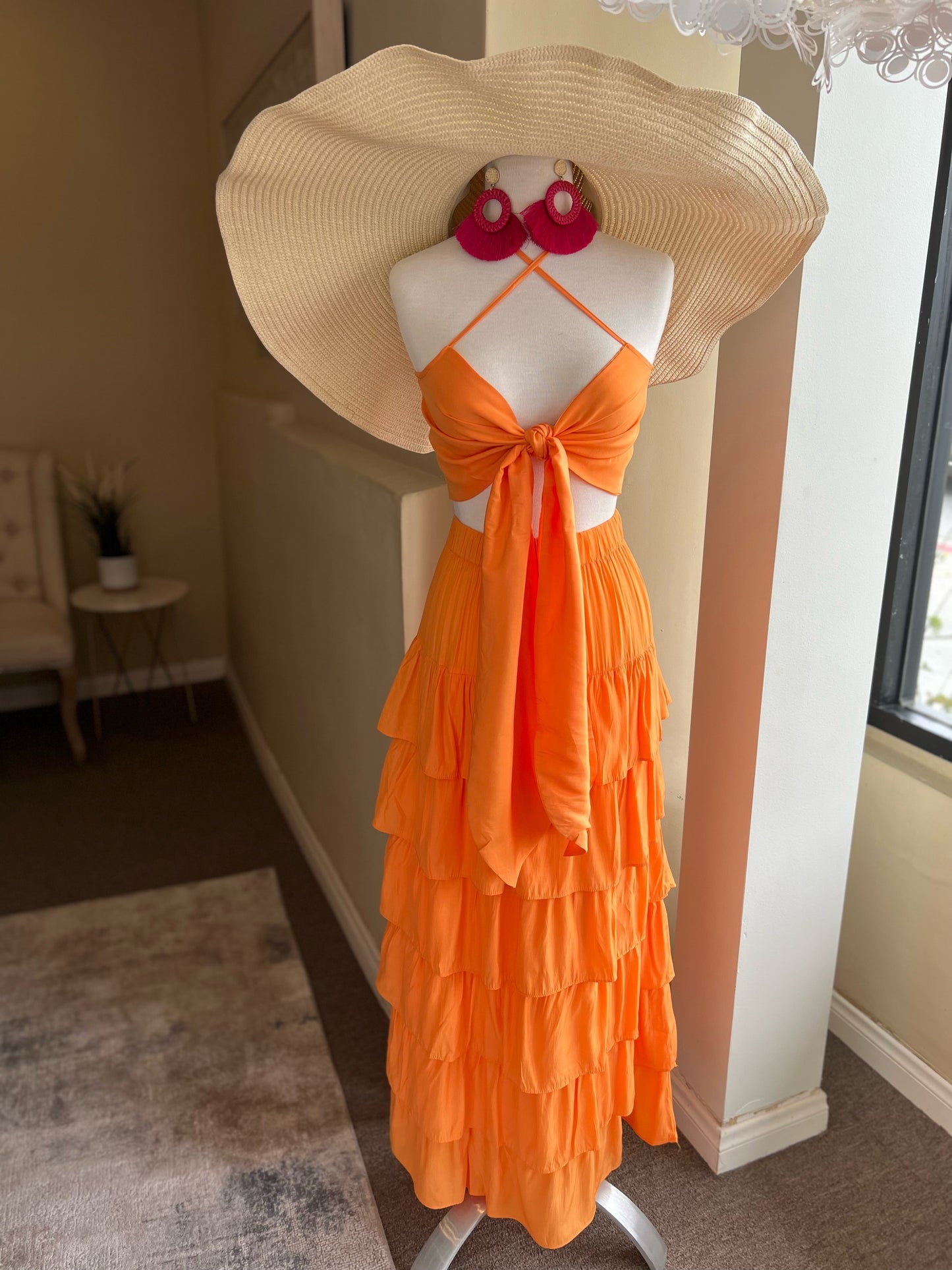 Front Crop Top W Tiered Ruffle Skirt