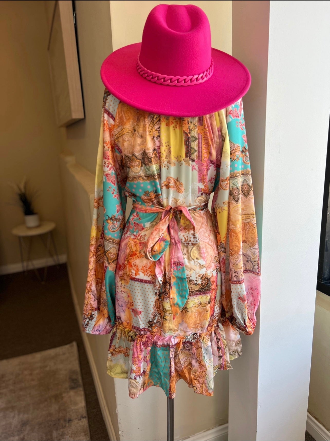 Long Sleeve Ruffle Short Dress