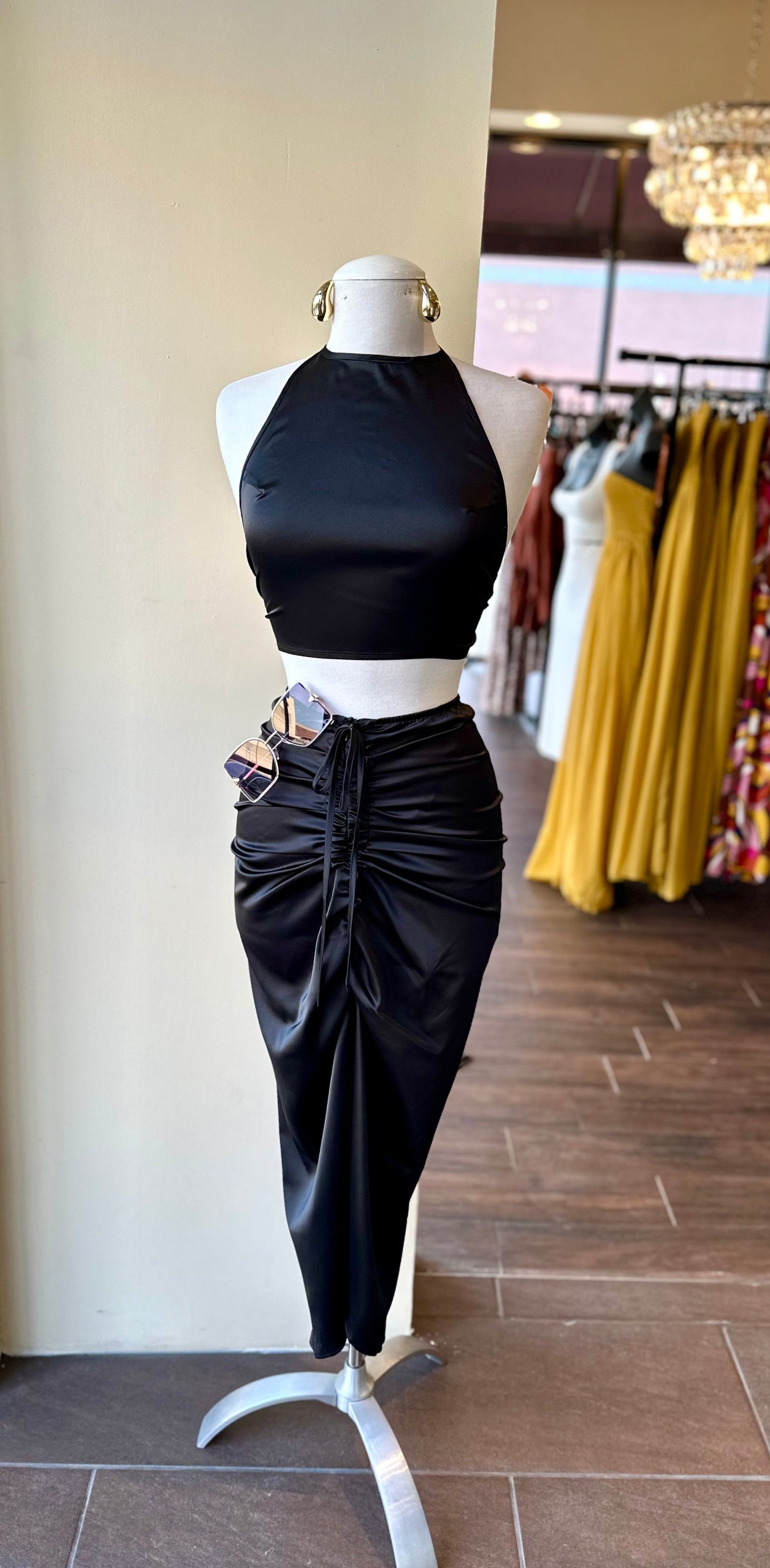 Backless Halter Neck Sleeveless Crop Set