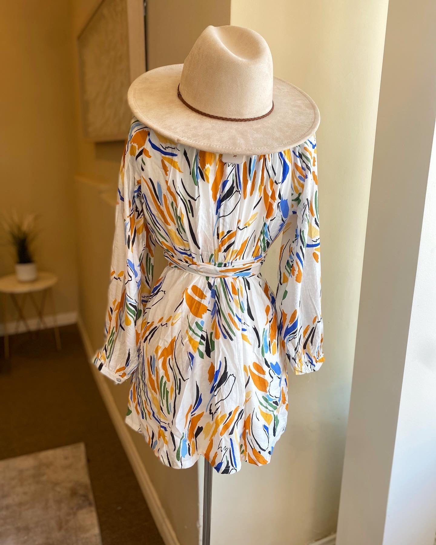 Long Sleeve Front Tie Belted Mini