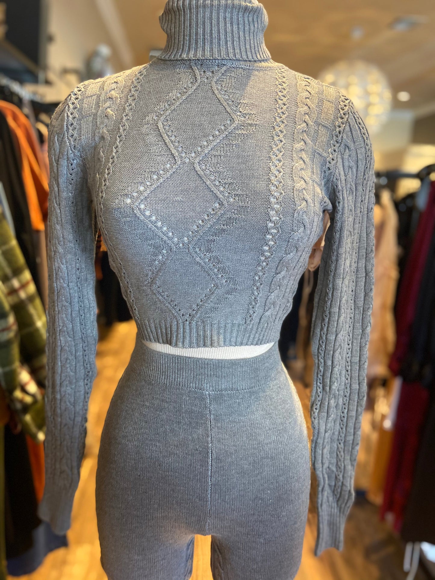 Knitted Turtle Neck Pants Set