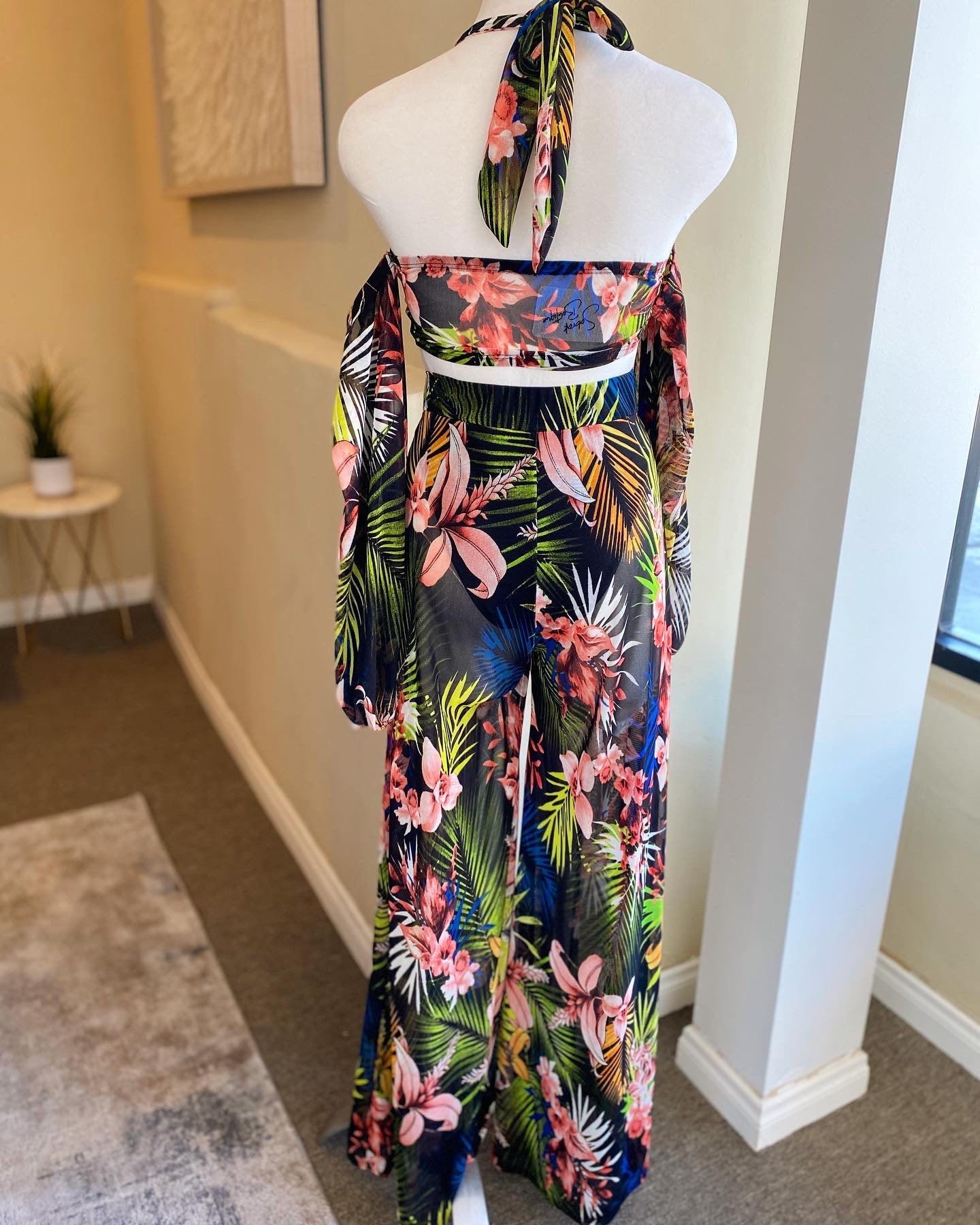 Mesh Tube Top Wide Leg Set