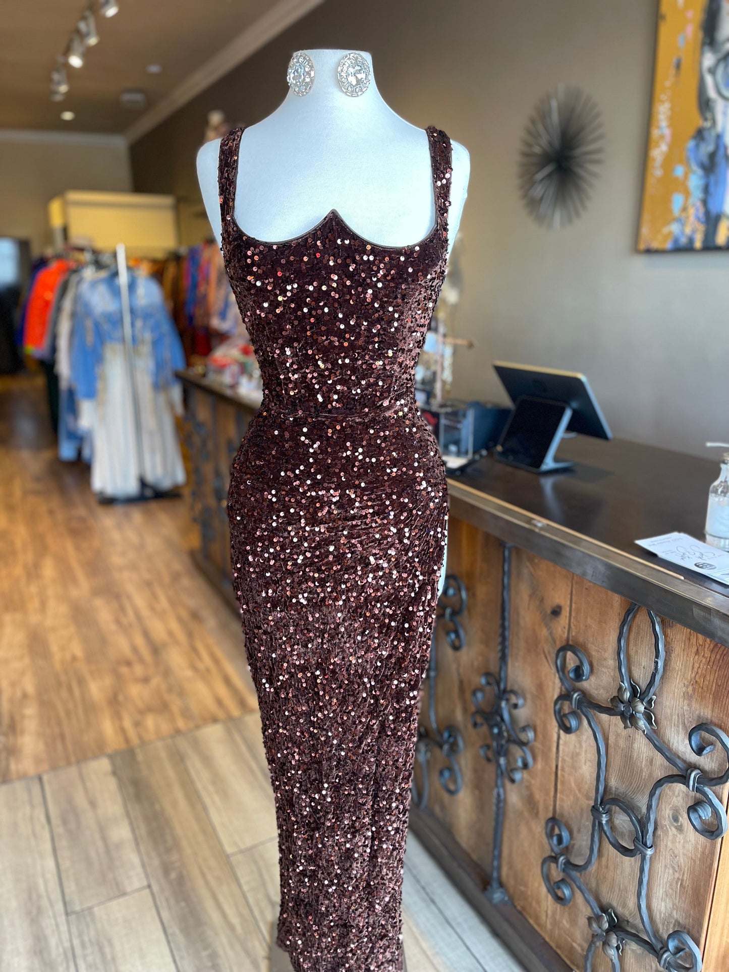 Maxi Sequin Slit Dress