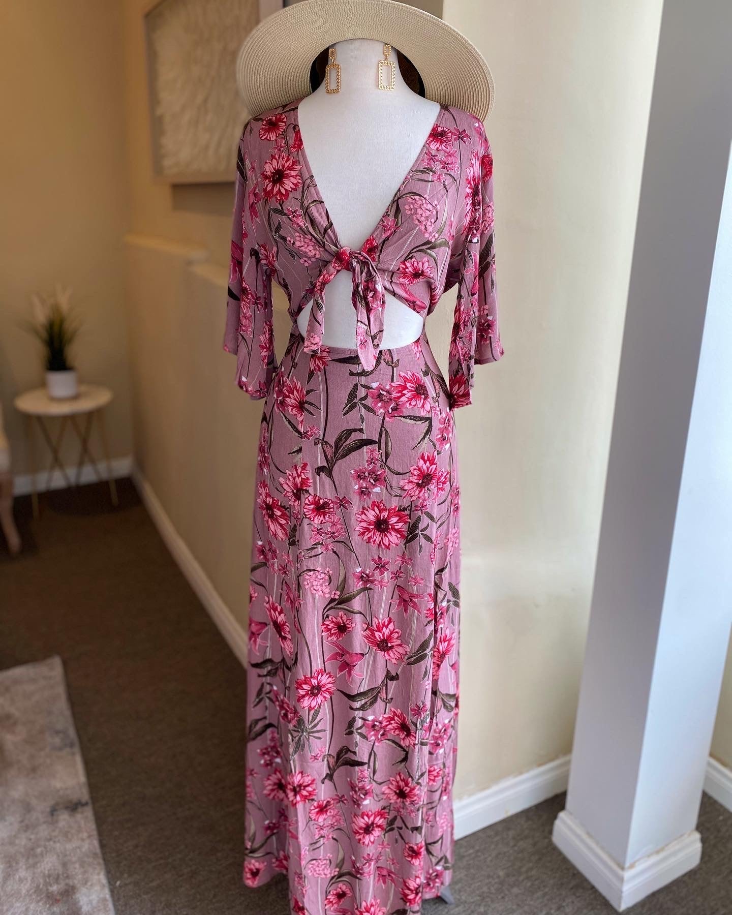 Floral Cut Out Slit Dress FS