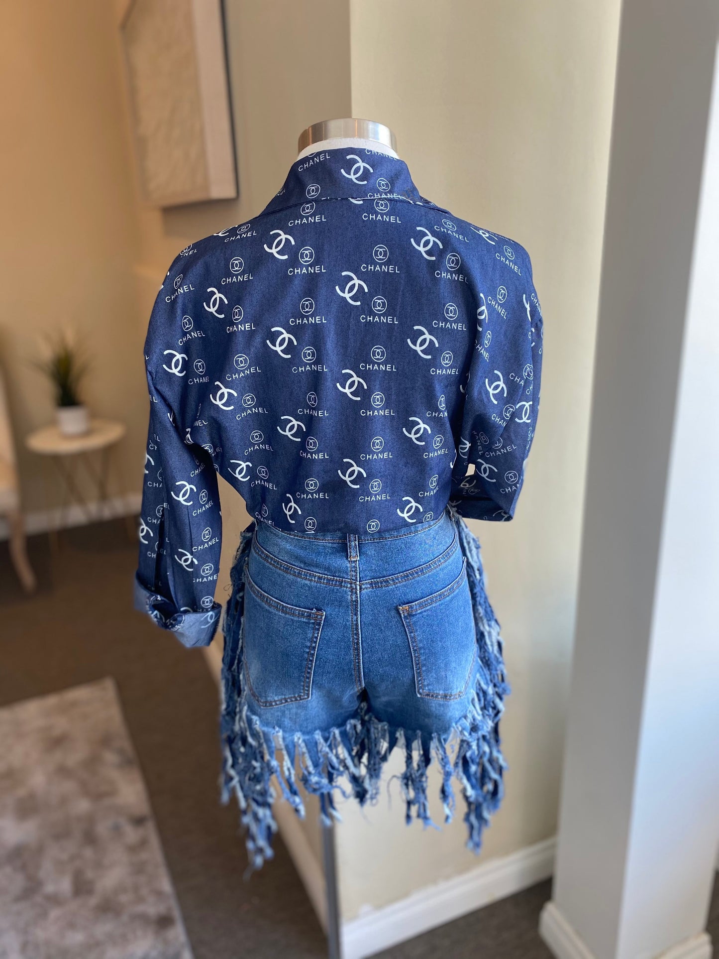 Fringe Denim Shorts