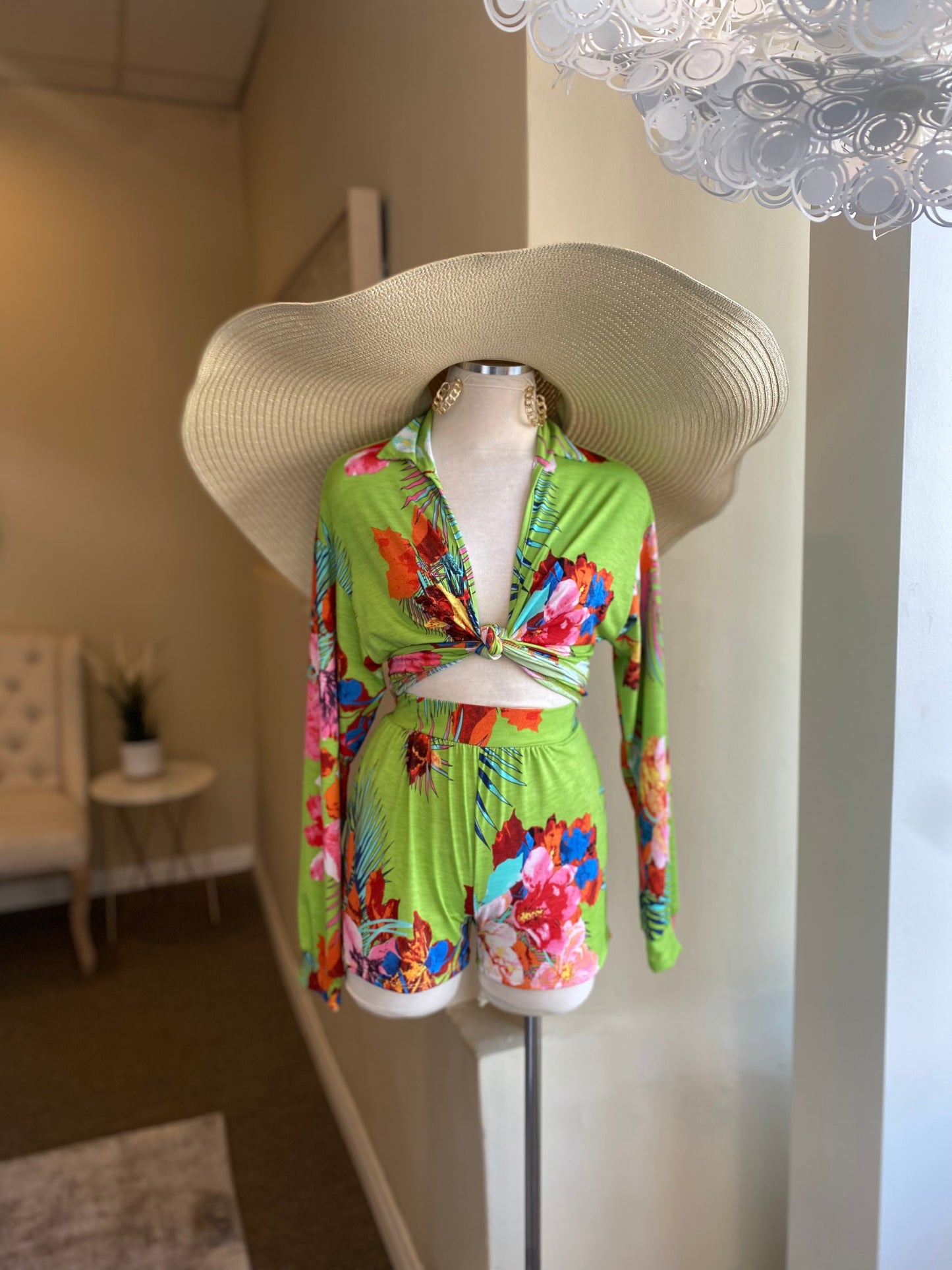 Front Tie Blouse and Shorts