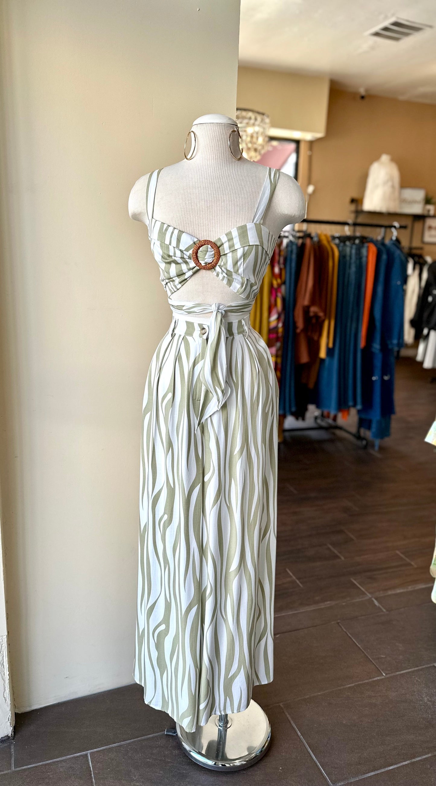 Crop Top & High Waisted Long Pants