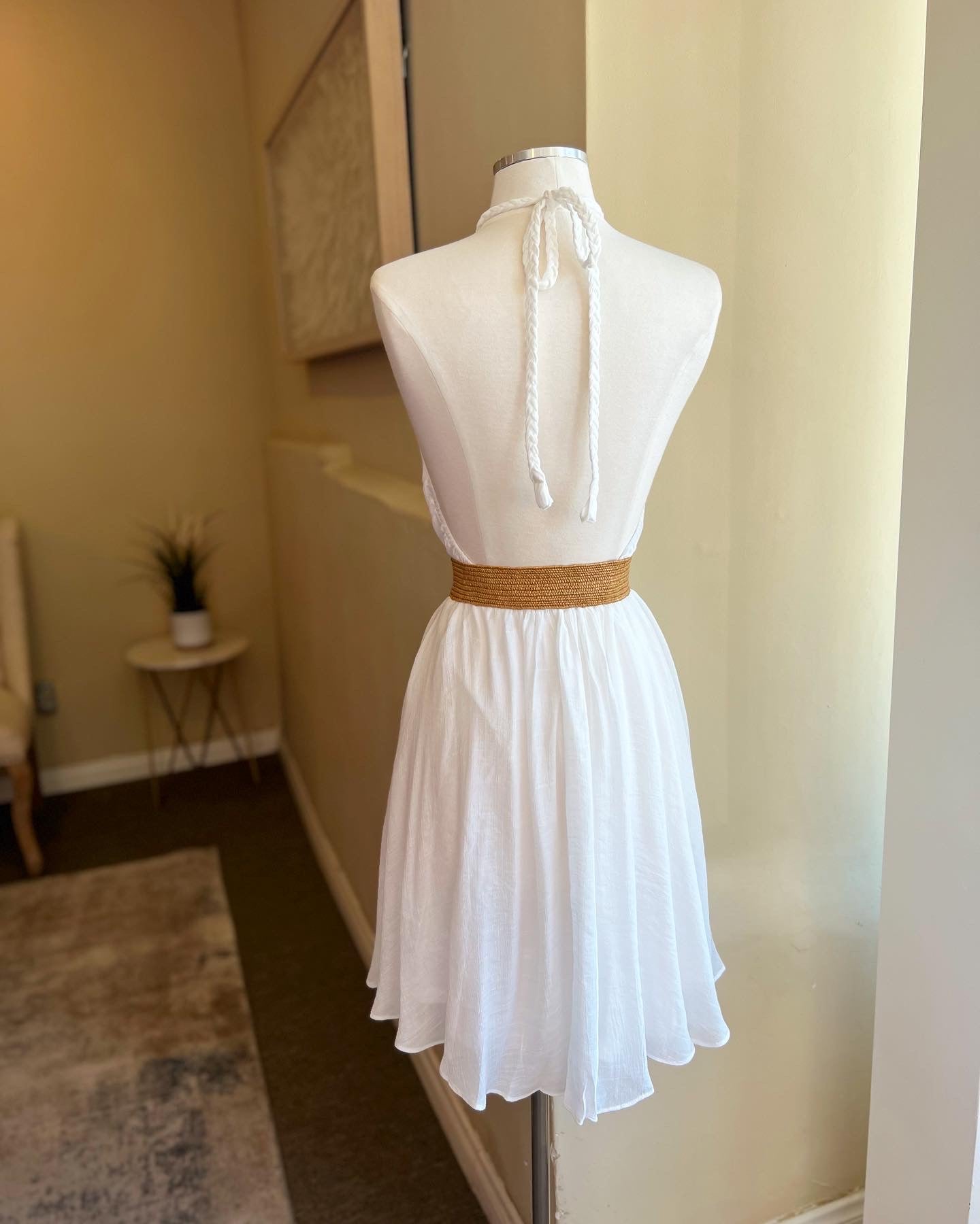 Halter Braid Strap Backless Mini Dress