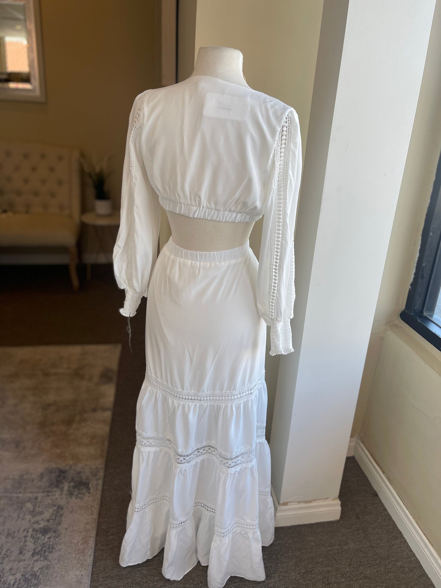Long Sleeve Tiered Cutout Maxi