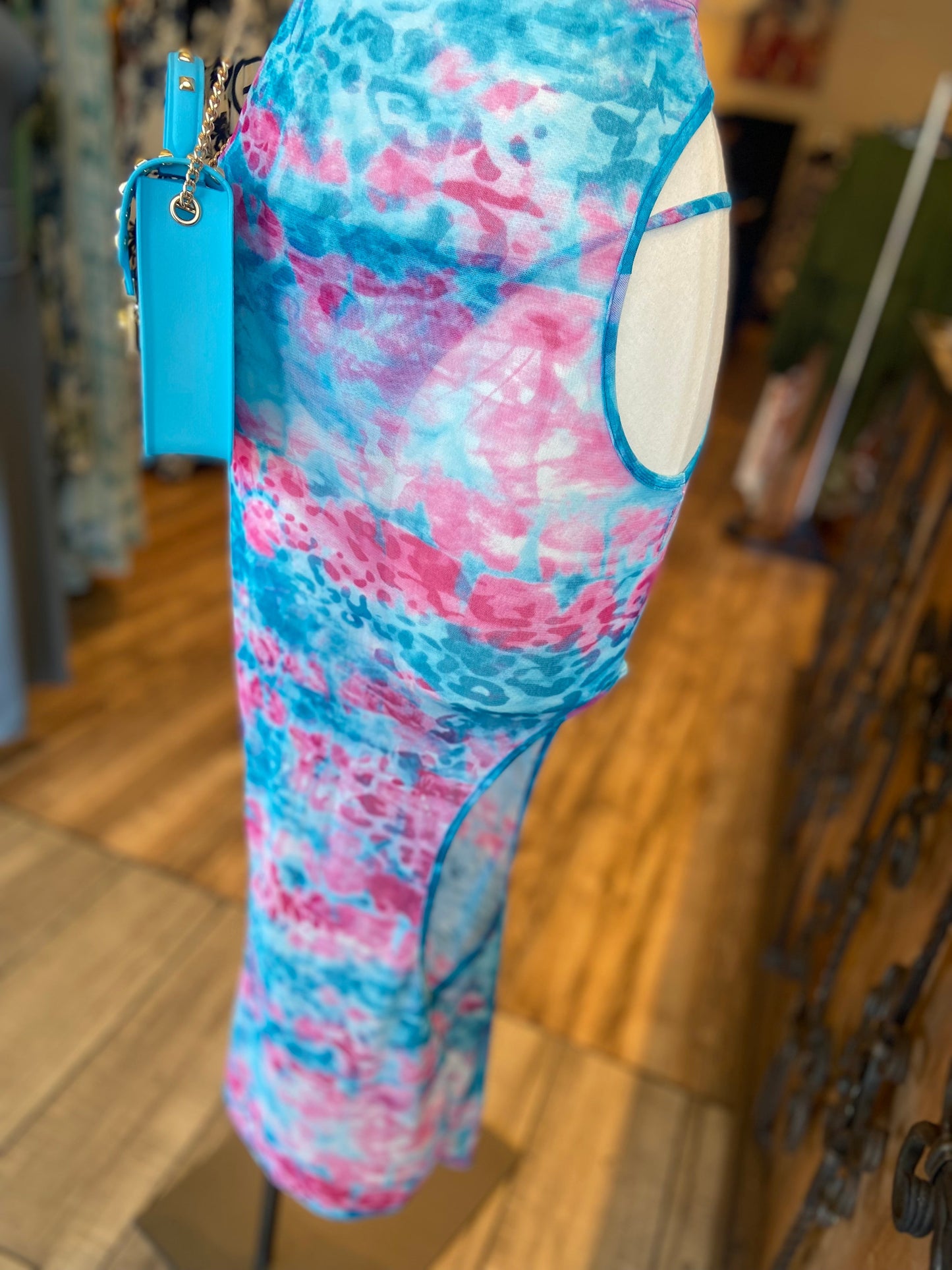 Mesh Print Bikini Cutout Skirt Set FINAL SALE