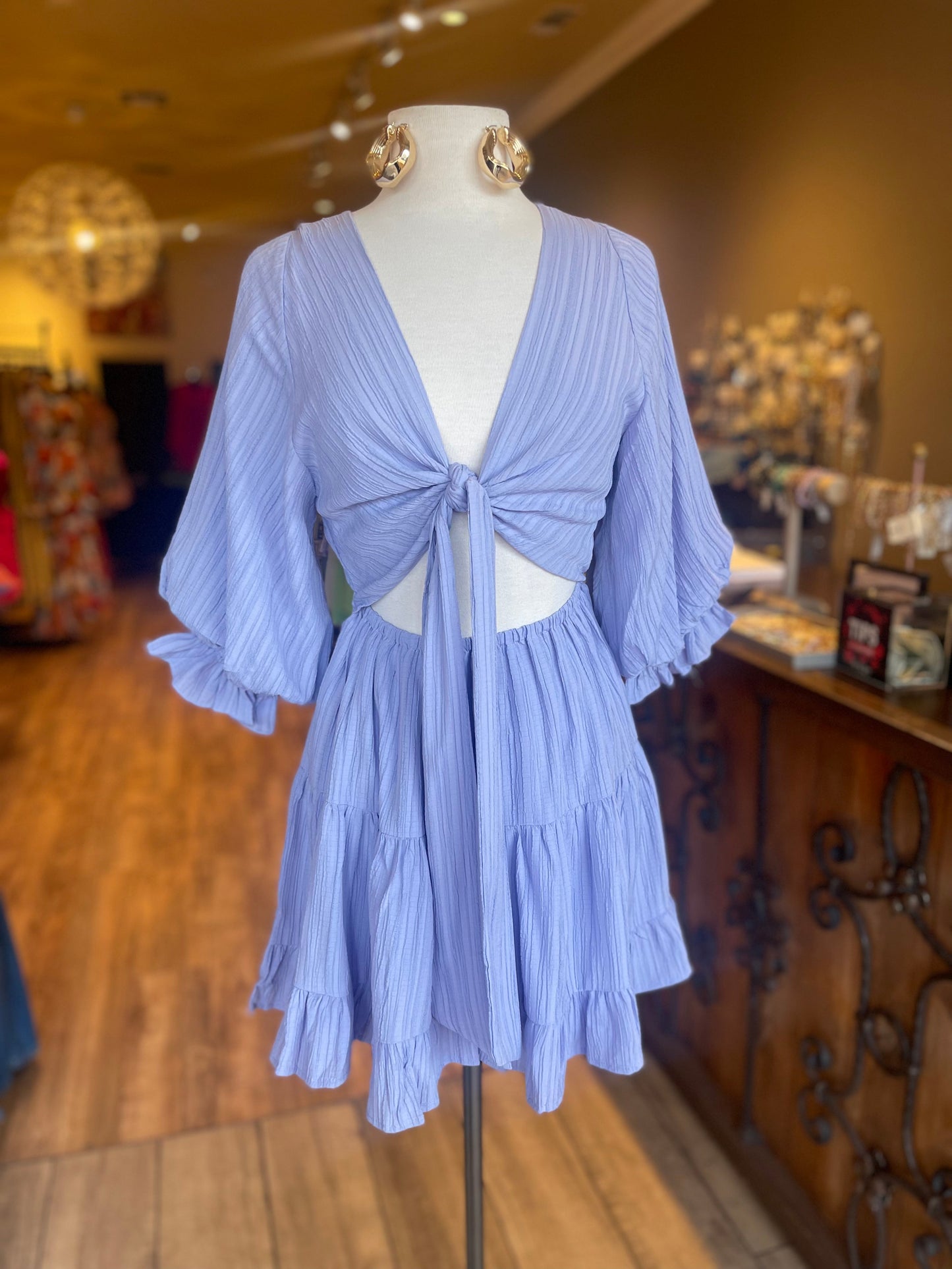 Front Tie w/ Cutout Midi Dress