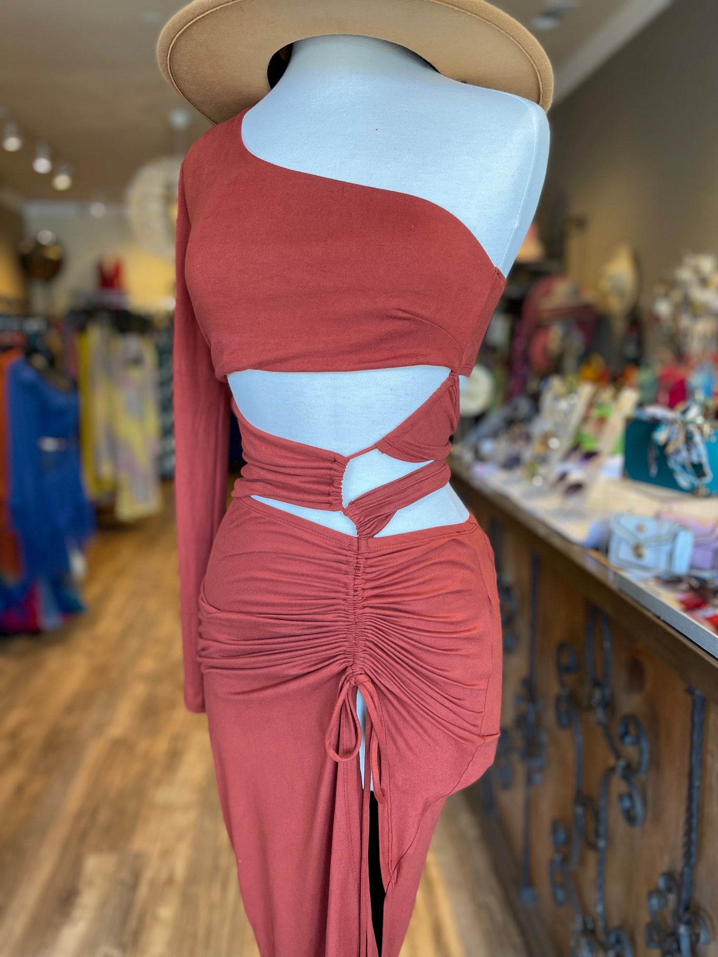 One Sleeve Scrunge Dress FINAL SALE