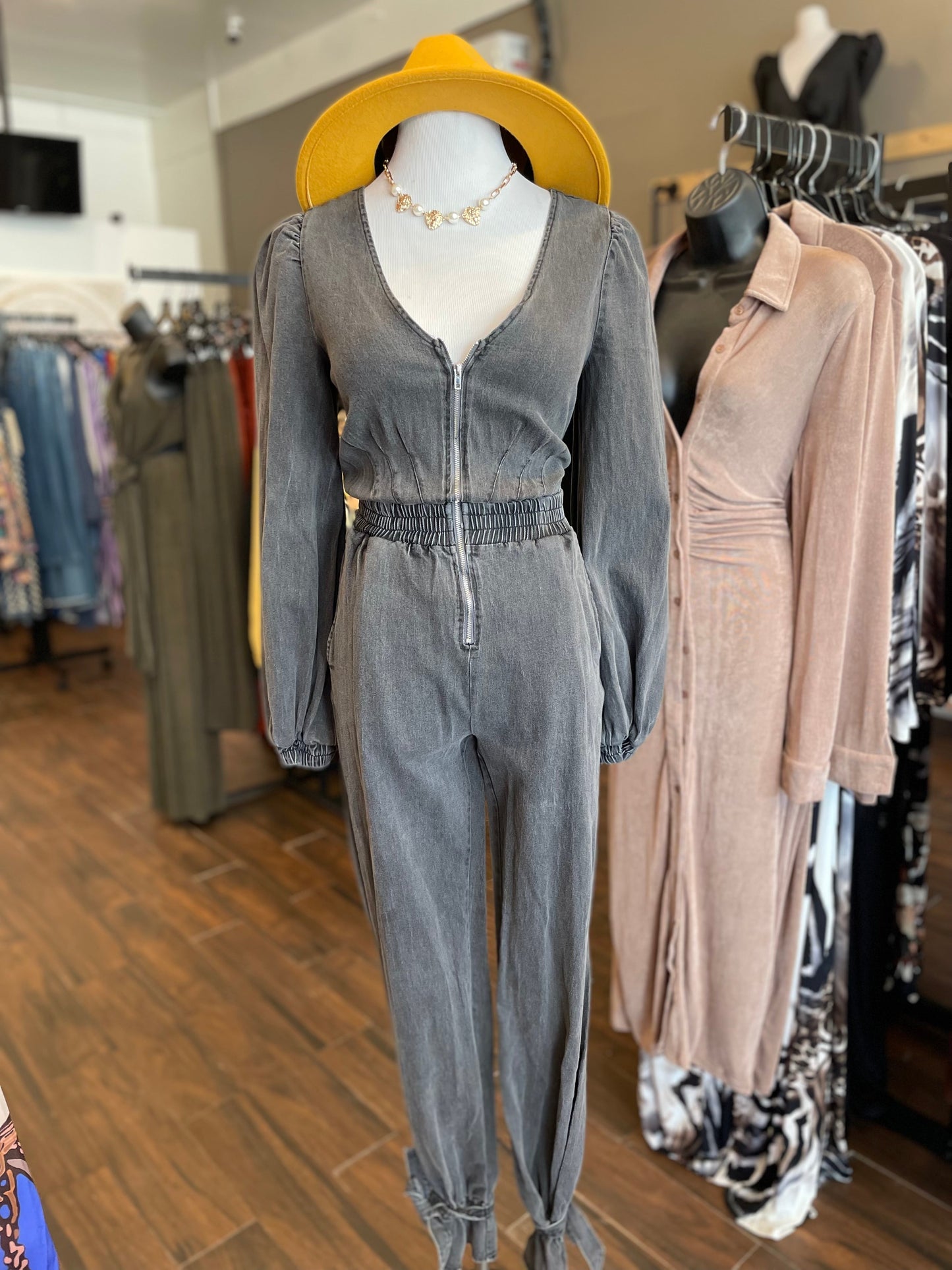 Ash Grey Scrunge Waist Jumper