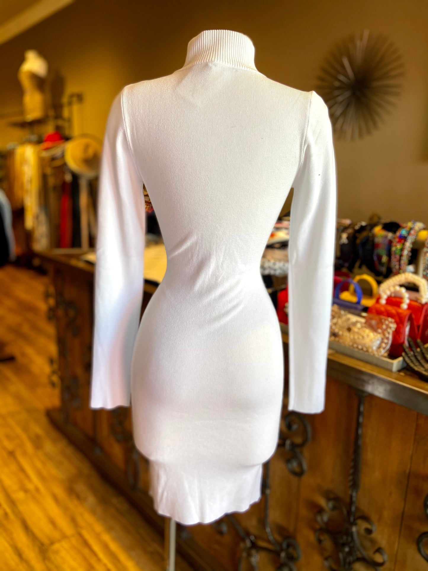 White/Gold Fitted Dress
