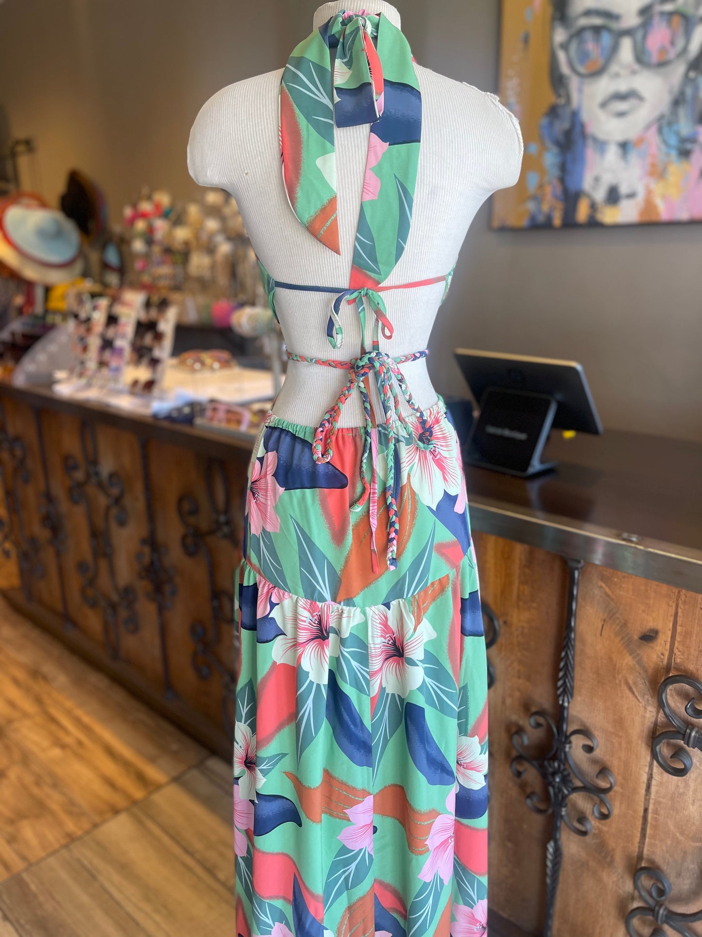 Halter Cut Out O Ring Slit Dress