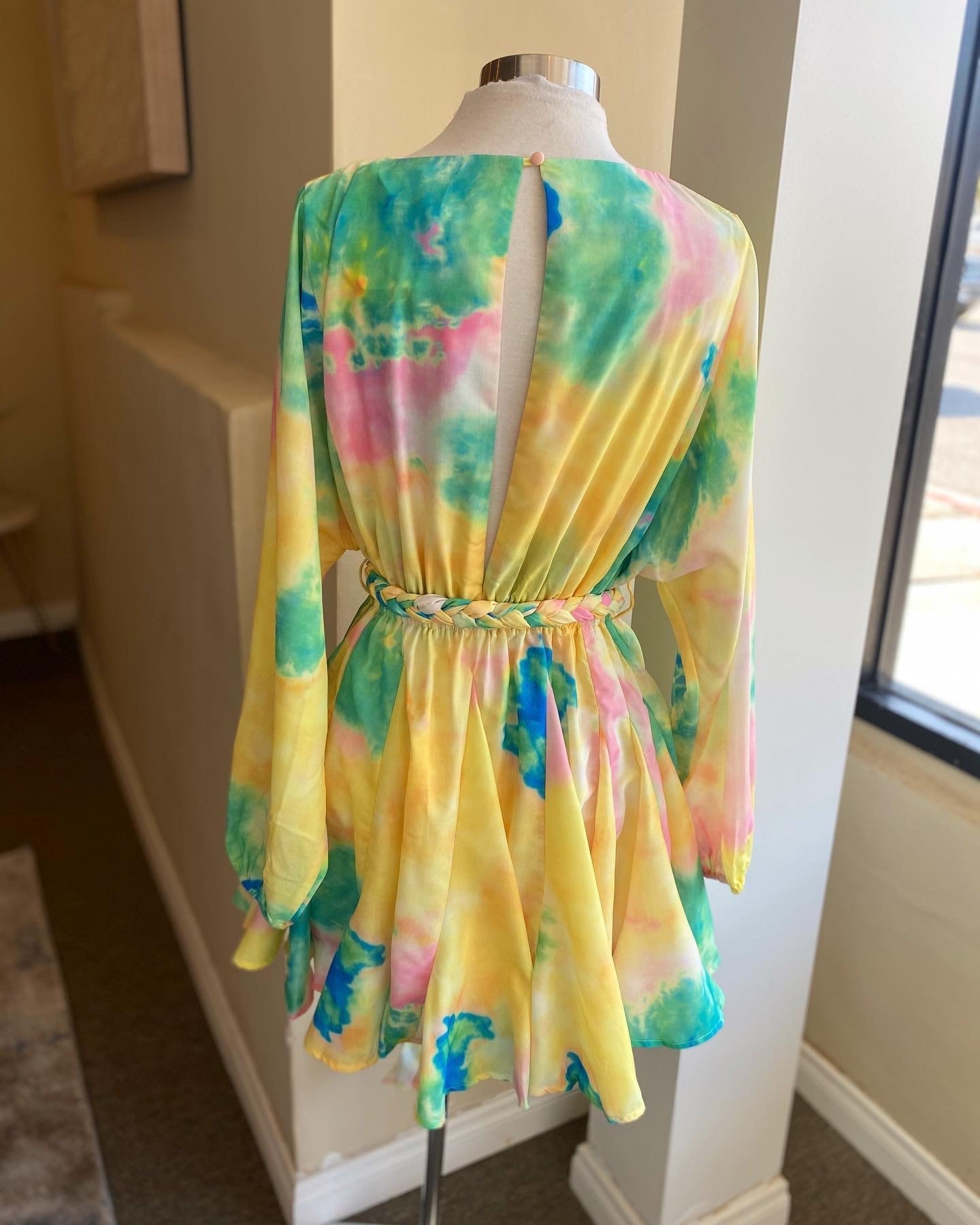 Yellow Rainbow Flowy Dress