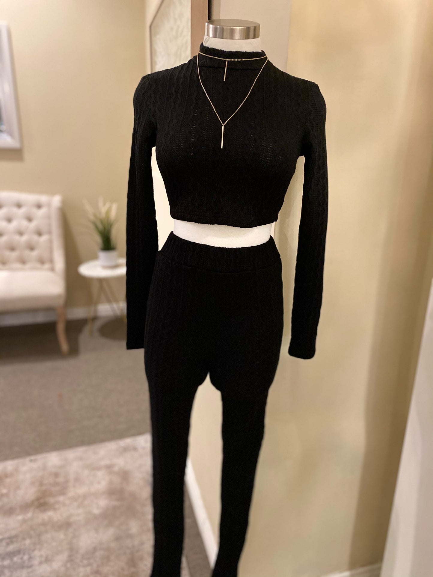 Crop Sweater Pants Set