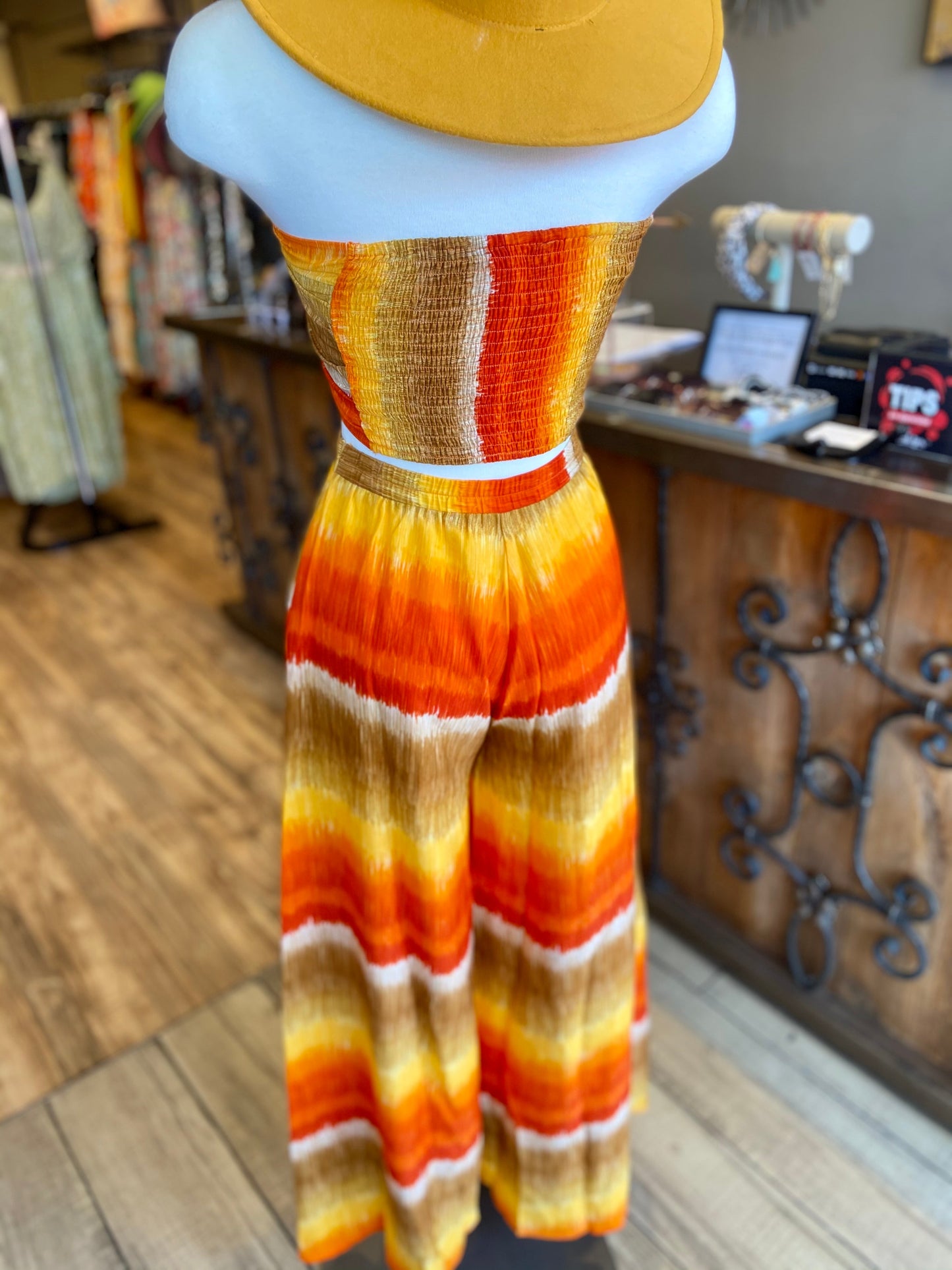 Tie Front Top Wide Pants Set