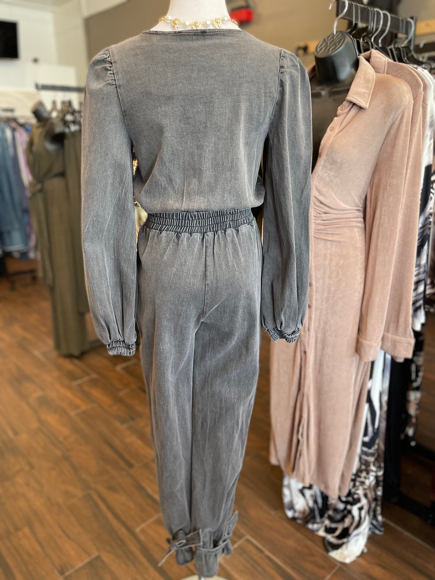 Ash Grey Scrunge Waist Jumper