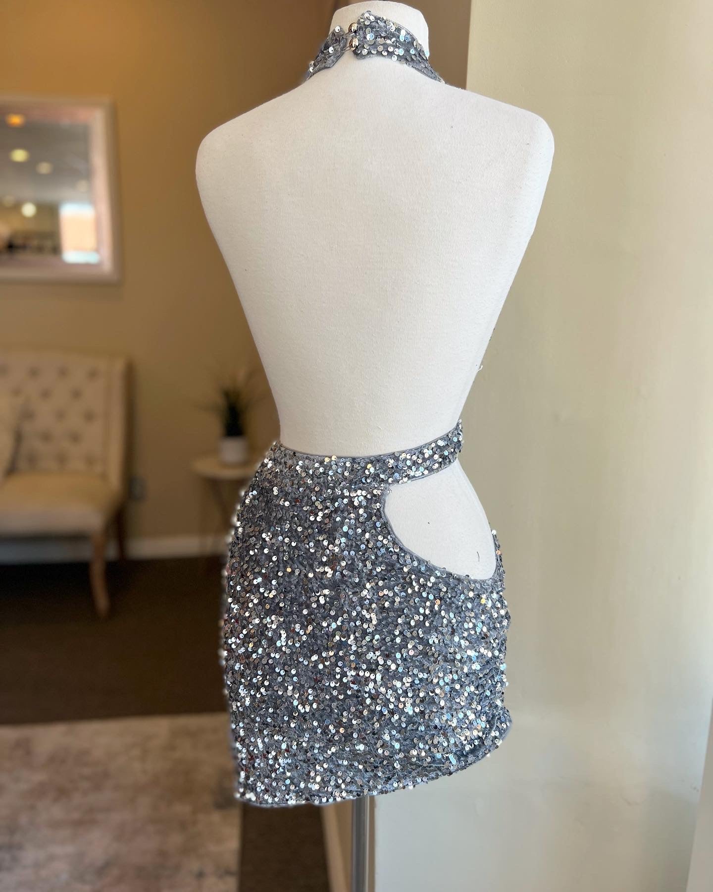 Halter Cutout Sparkle Mini