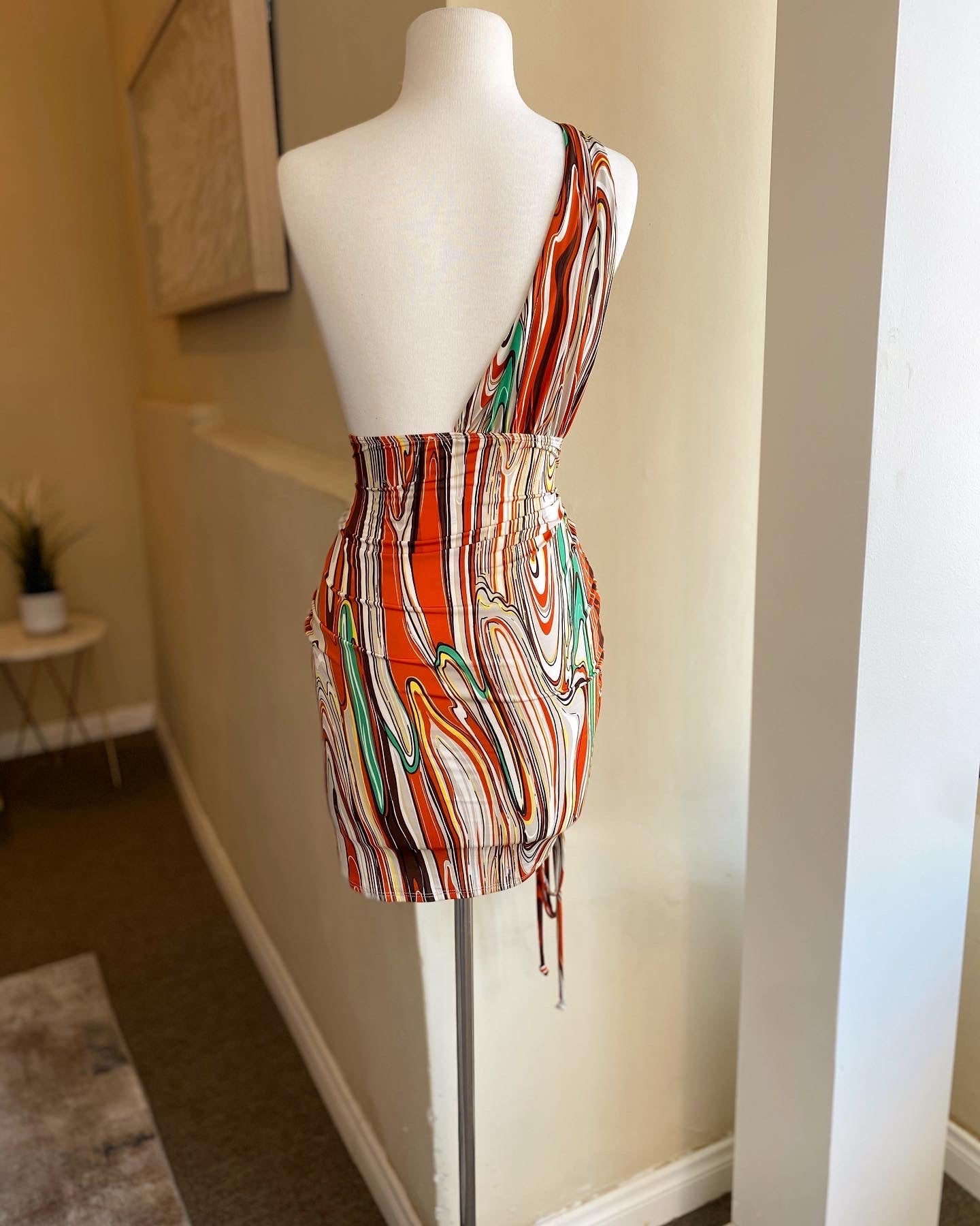 Venechia One Shoulder Side Ruched Dress