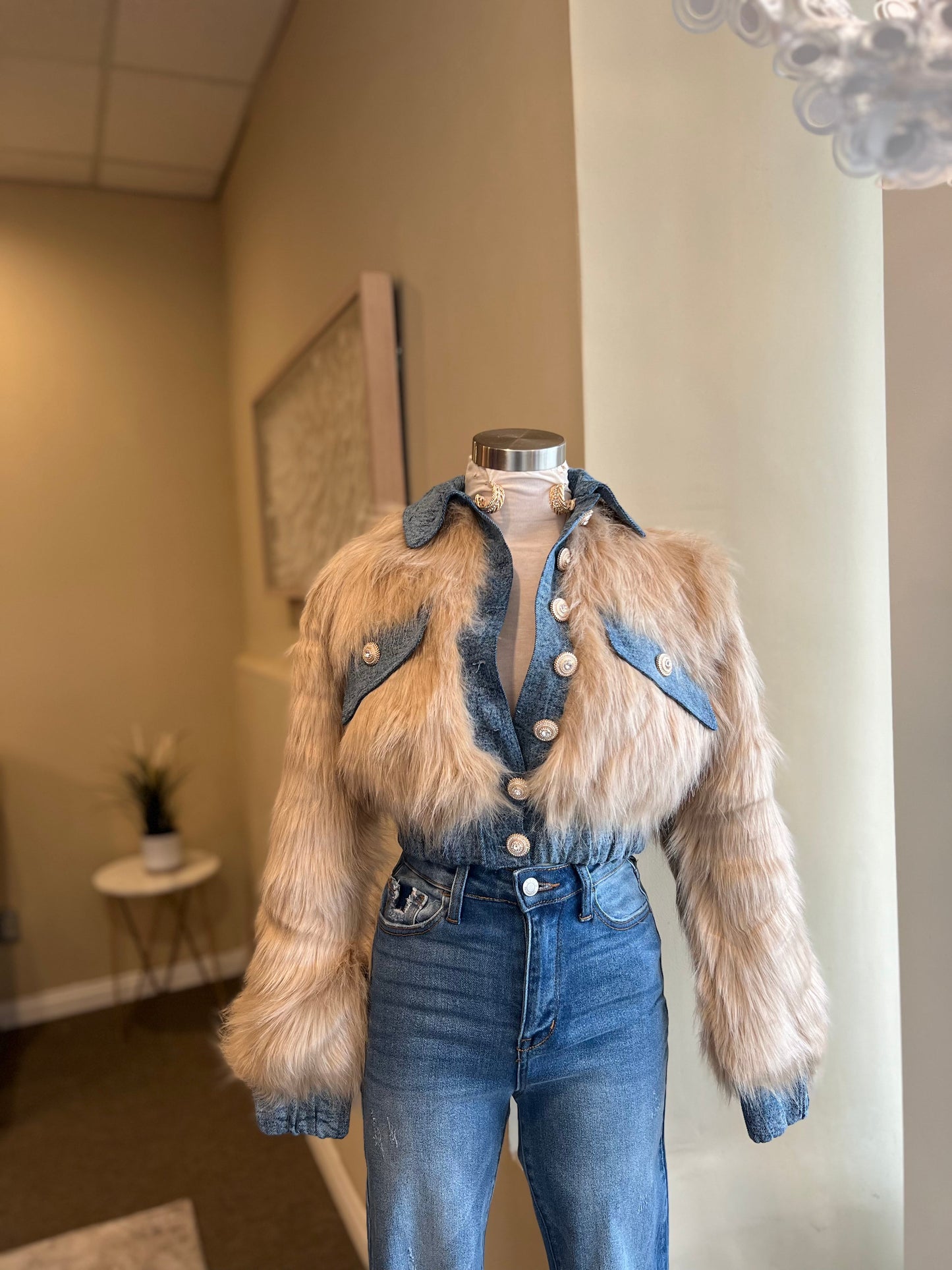 Fur Coat W/ Denim