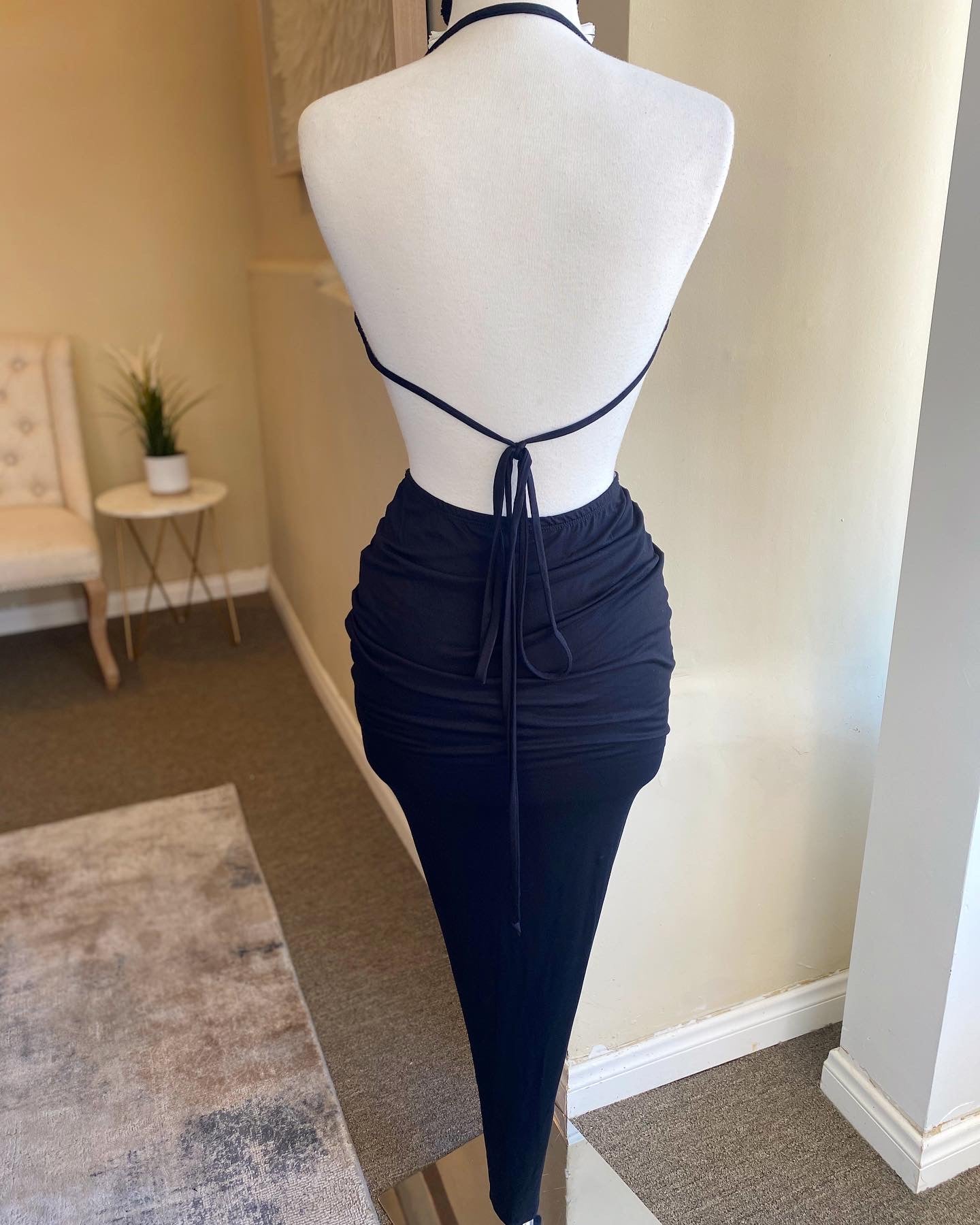 Halter Center Ruched Skirt Set