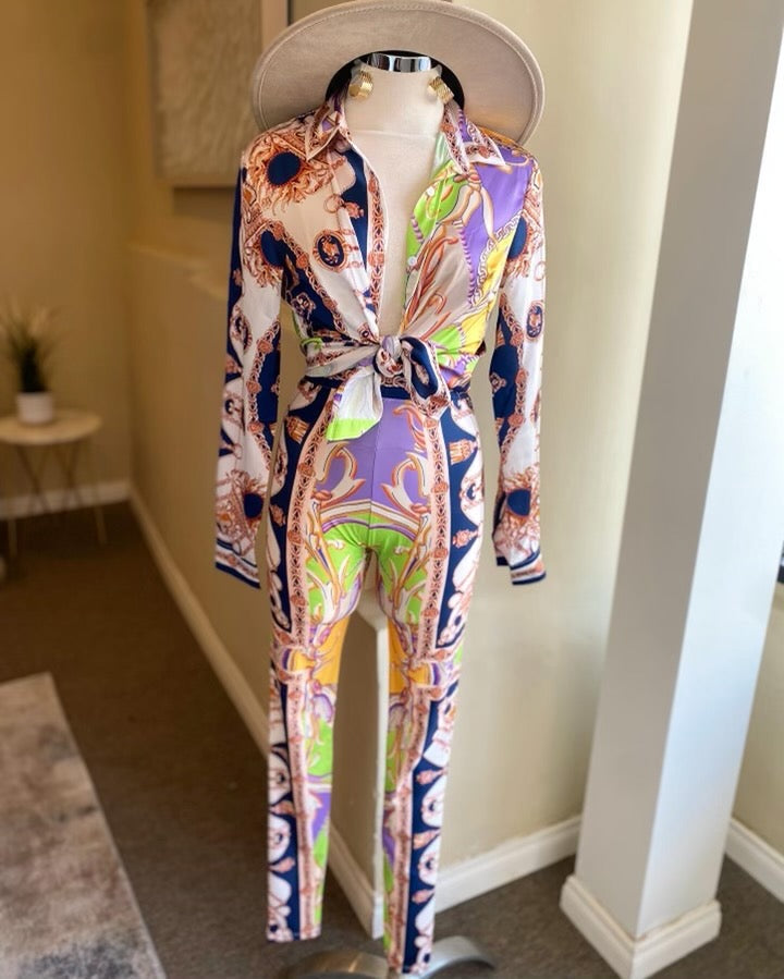 Satin Printed Leggings Set