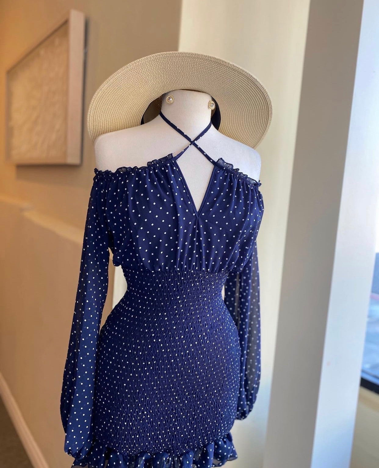 O/S Polka Dot Scrunge Dress