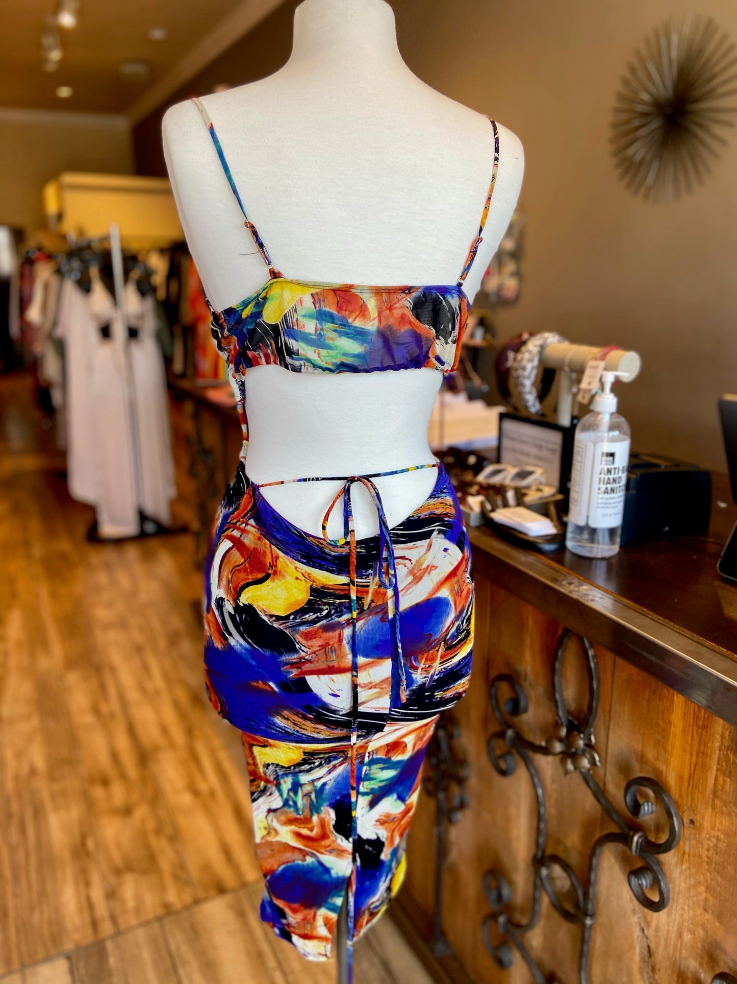 Multi Color Backless MIDI Dress