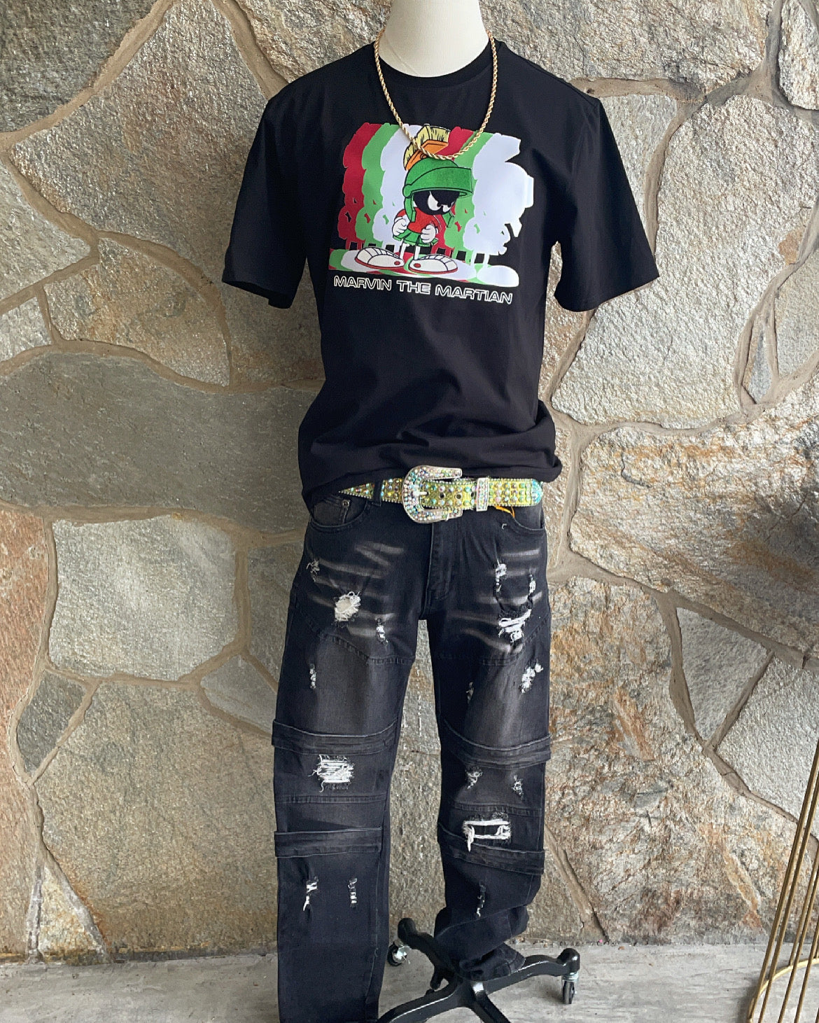 Black Ash Distressed Jeans