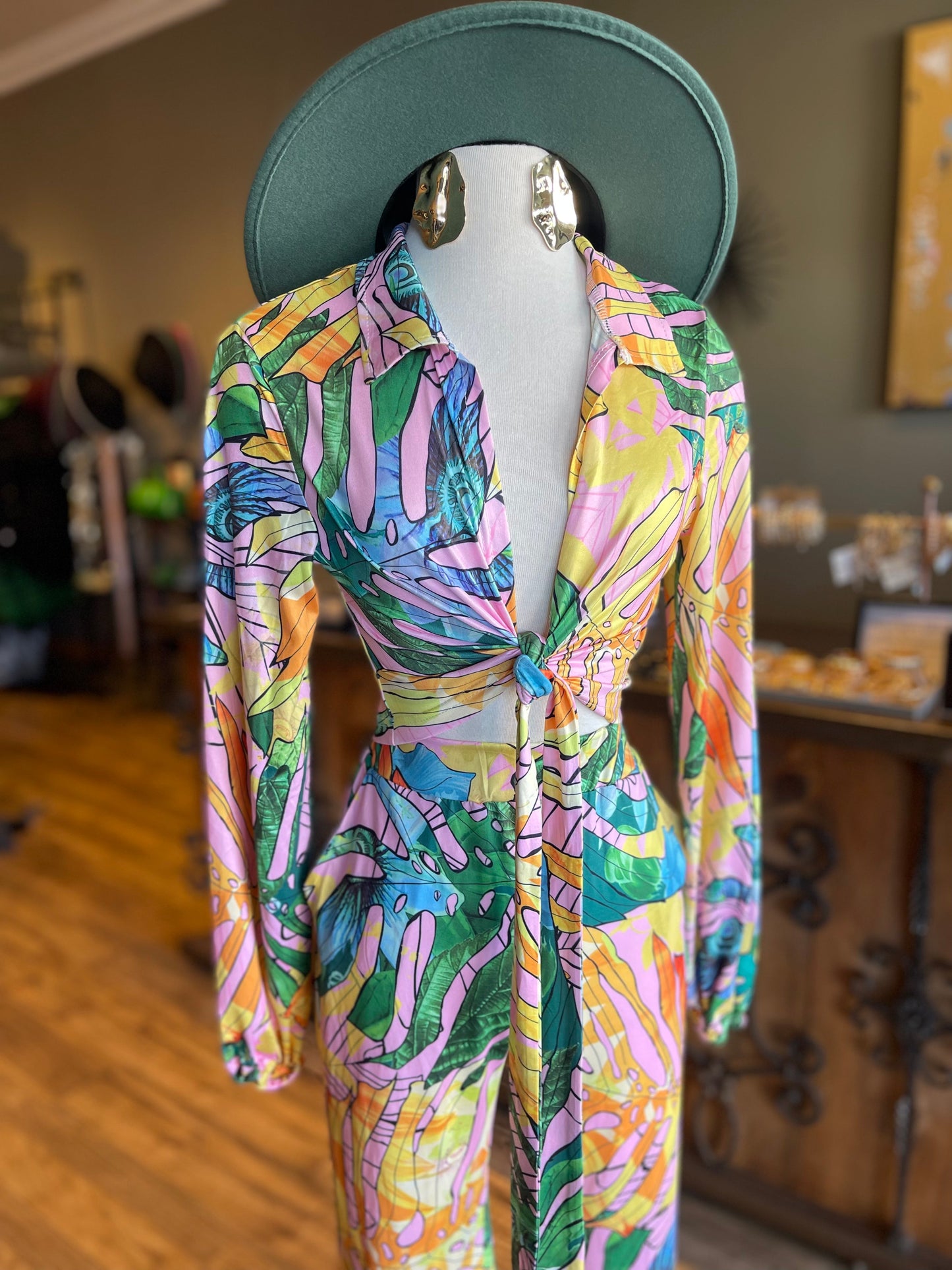 Tropical Floral Pants Set