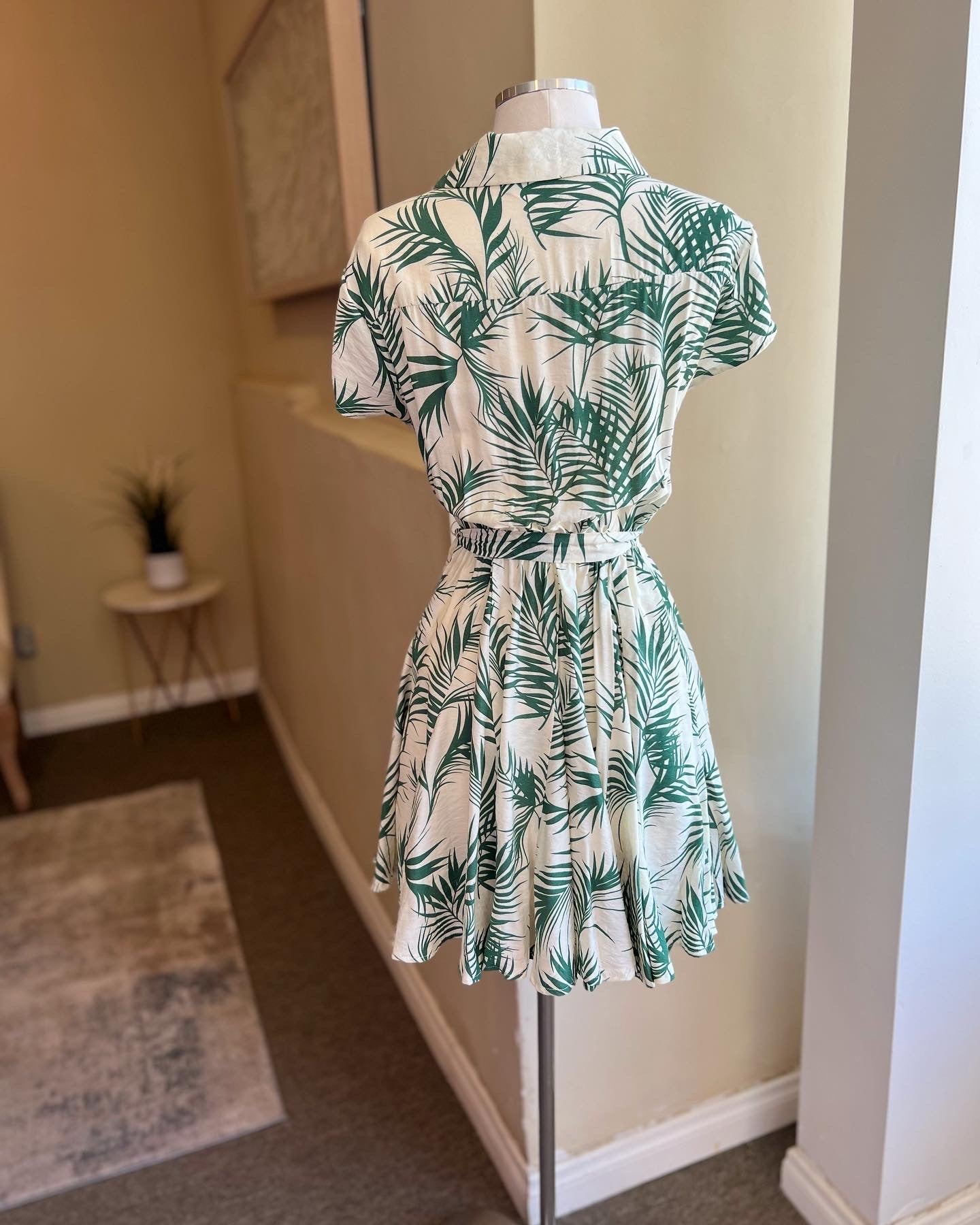 Short Sleeve Button Down Belted Dress