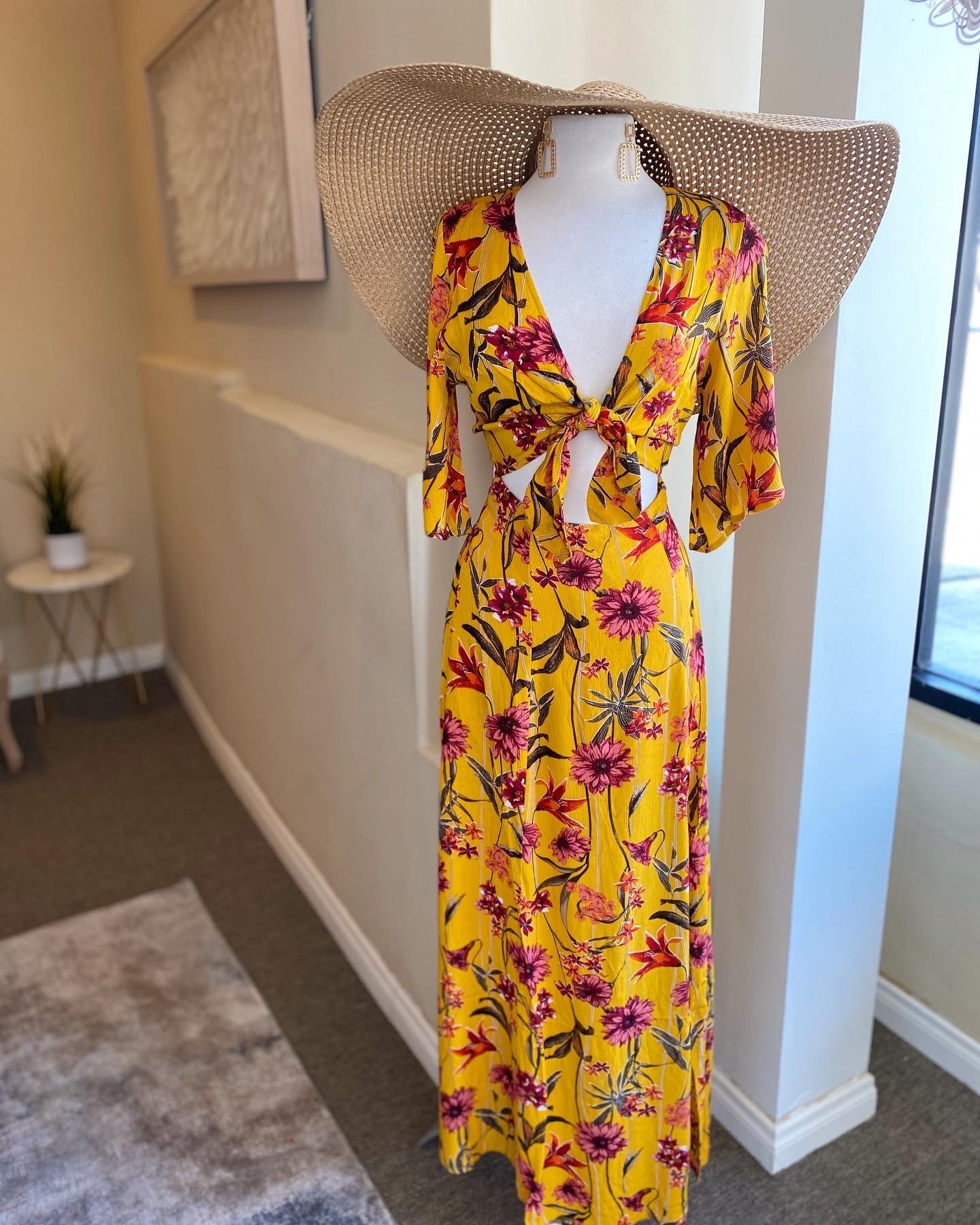 Floral Cut Out Slit Dress FS