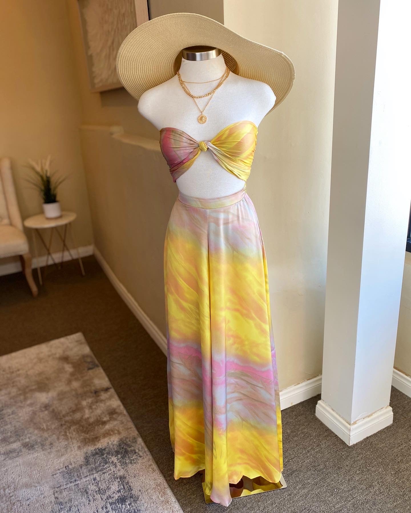 Front Tie Satin Pants Set