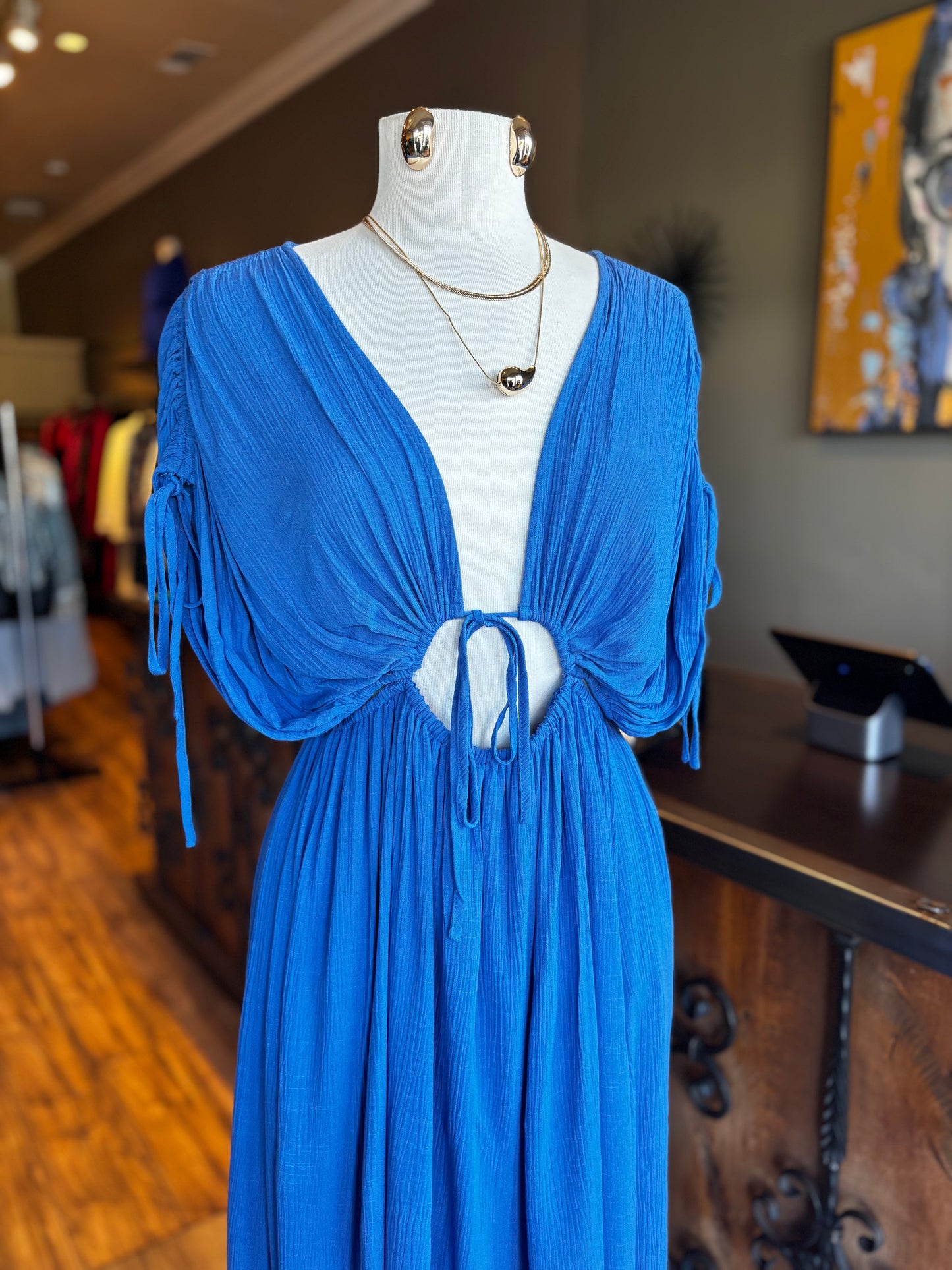 Ruched Cutout Detail Maxi Dress