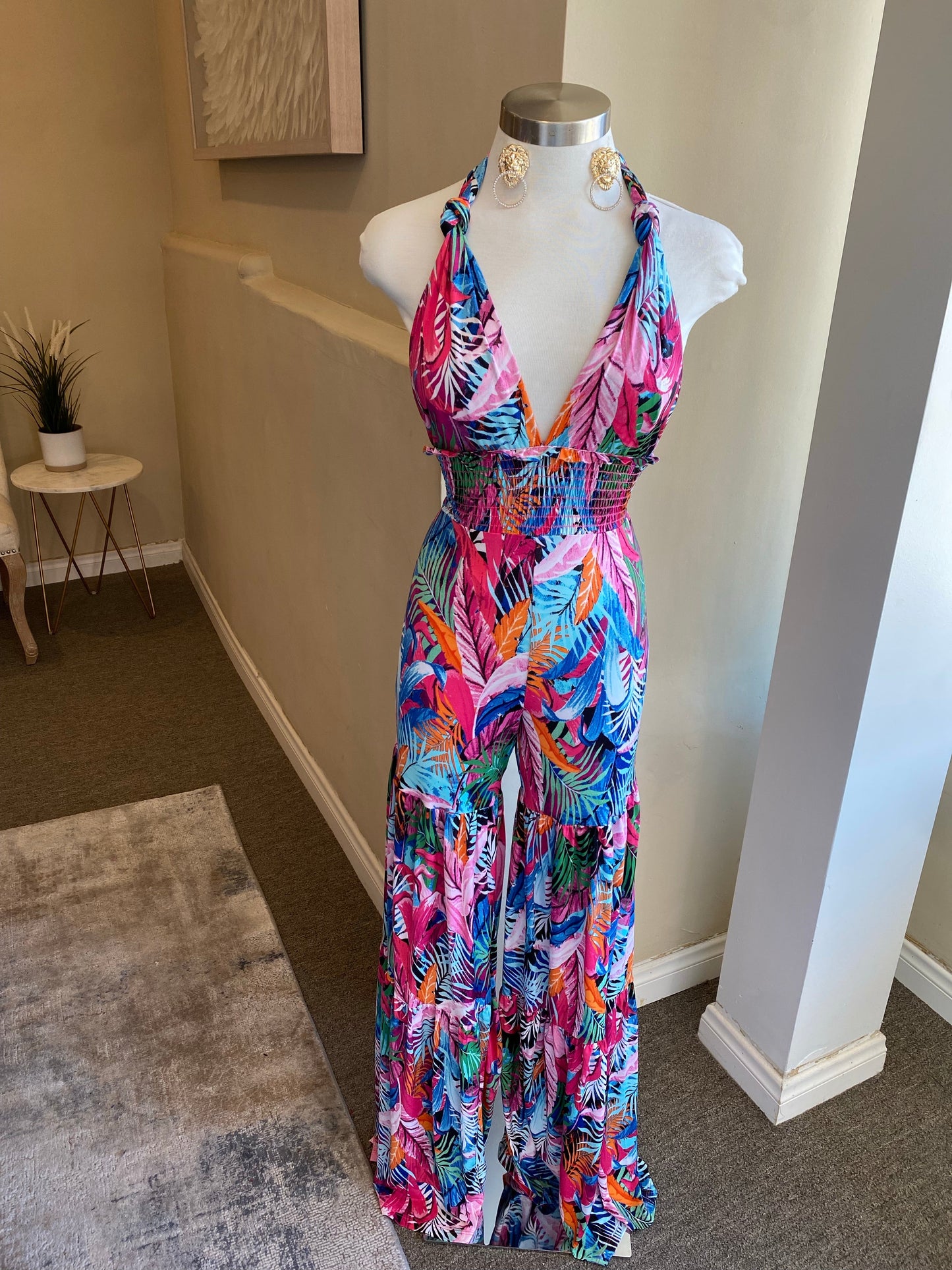 Halter Tie Top Wide Leg Jumper