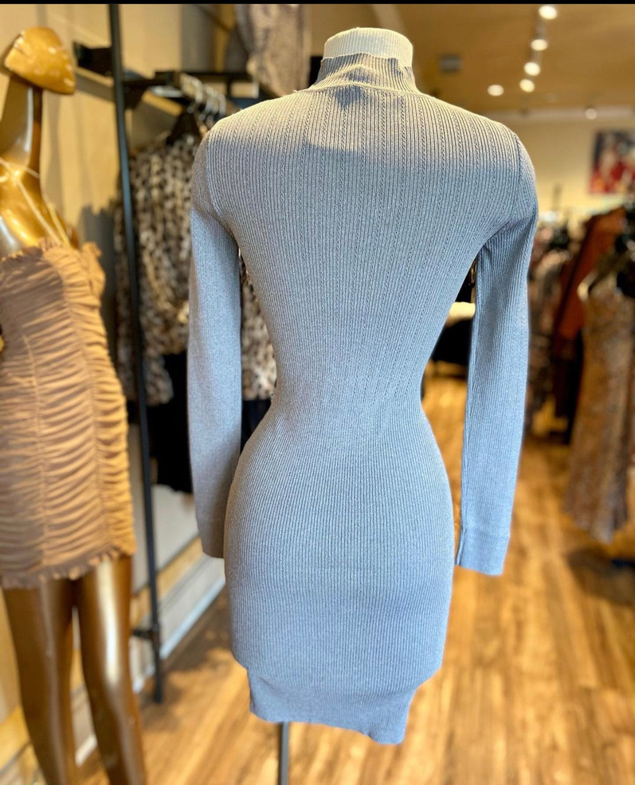 Lace Up Long Sleeve Mini Dress