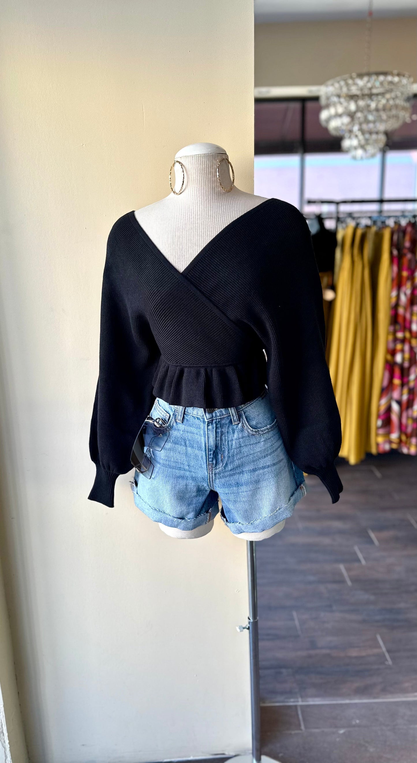 X Front Long Sleeve Sweater Top