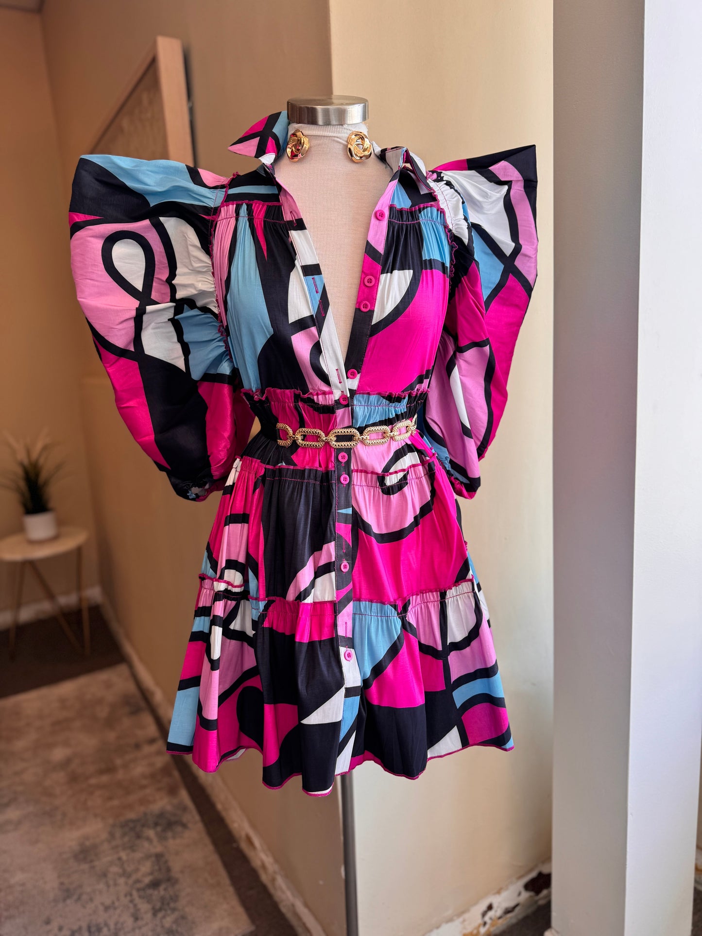 Printed Tiered Babydoll Dress