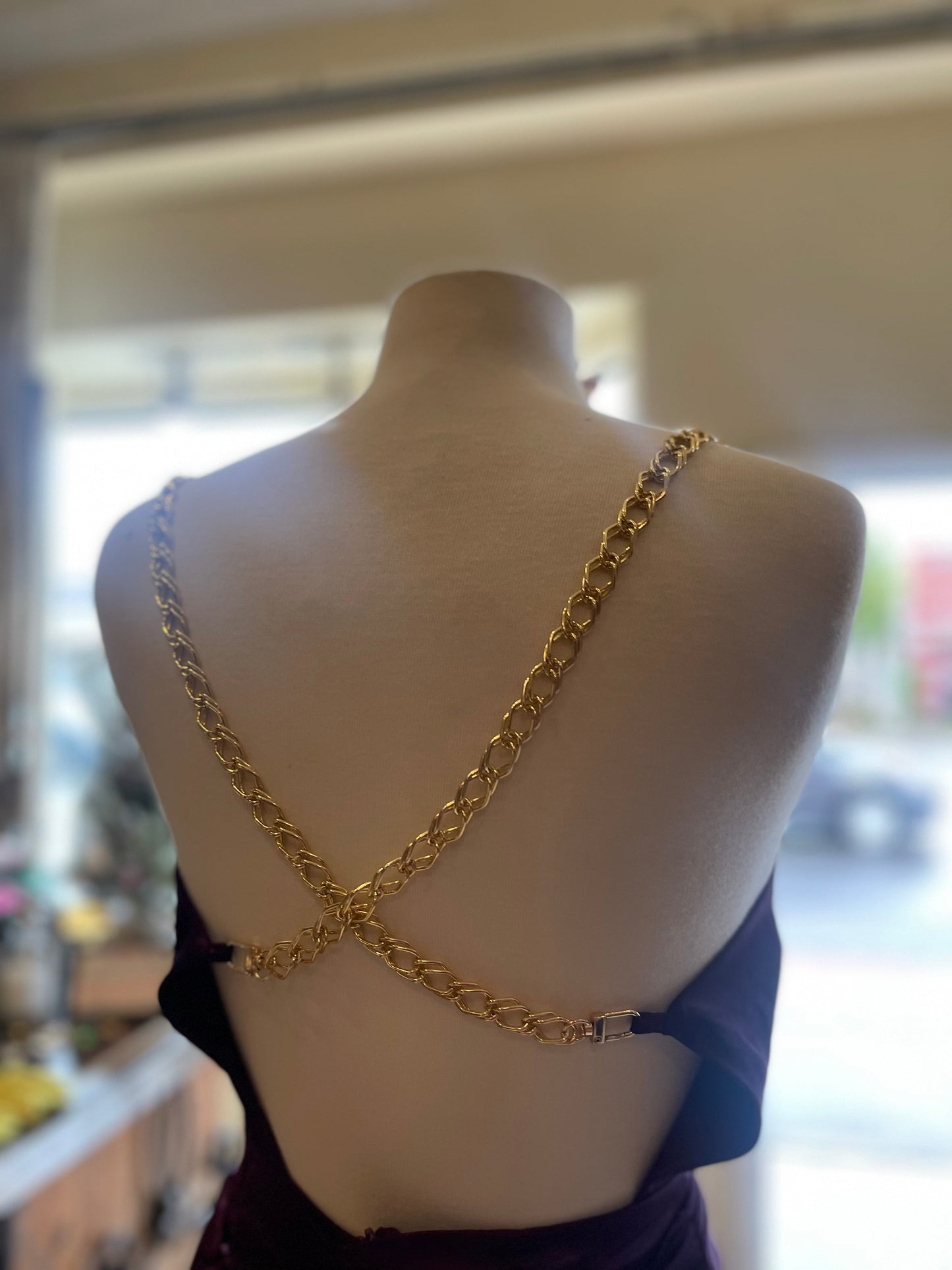 Satin Ruched Chain Strap Dress