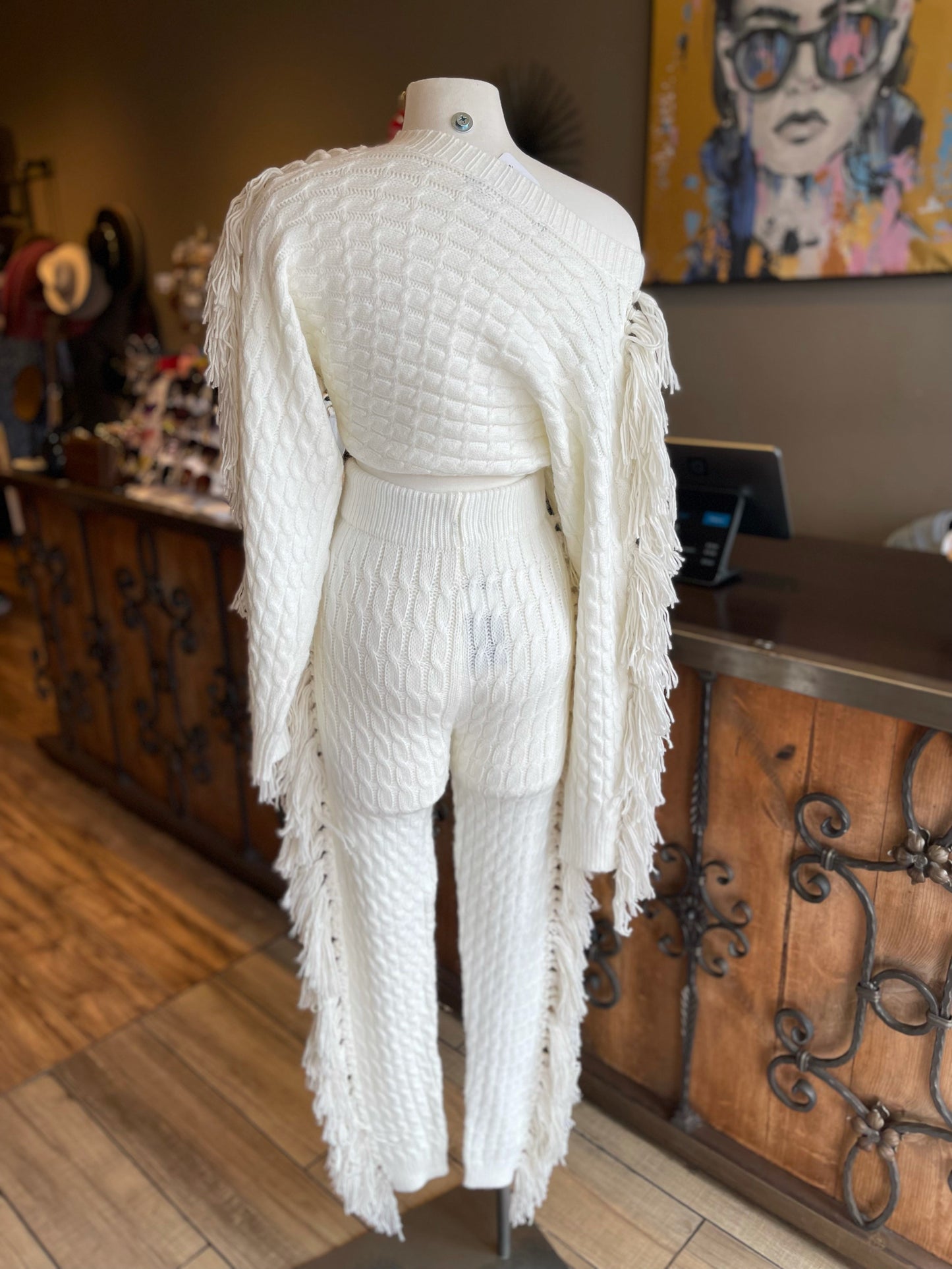 Fringe Sweater Pants Set