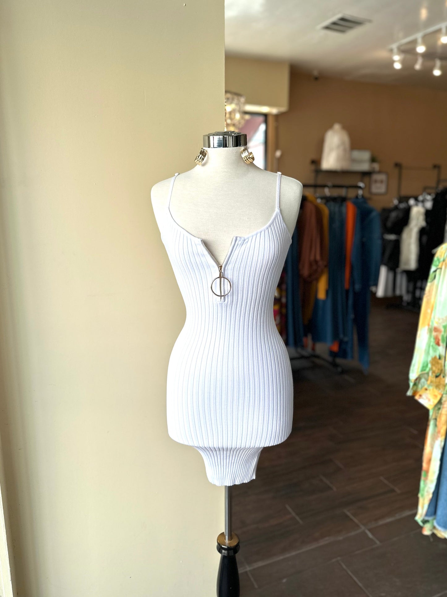 Front Zipper Mini Dress