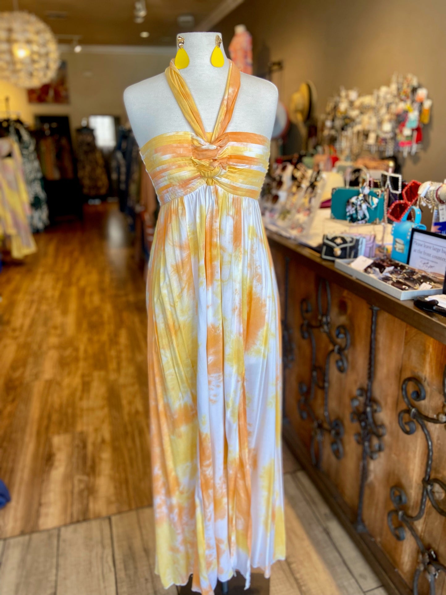 Halter Tie Back Tie Dye Maxi Dress