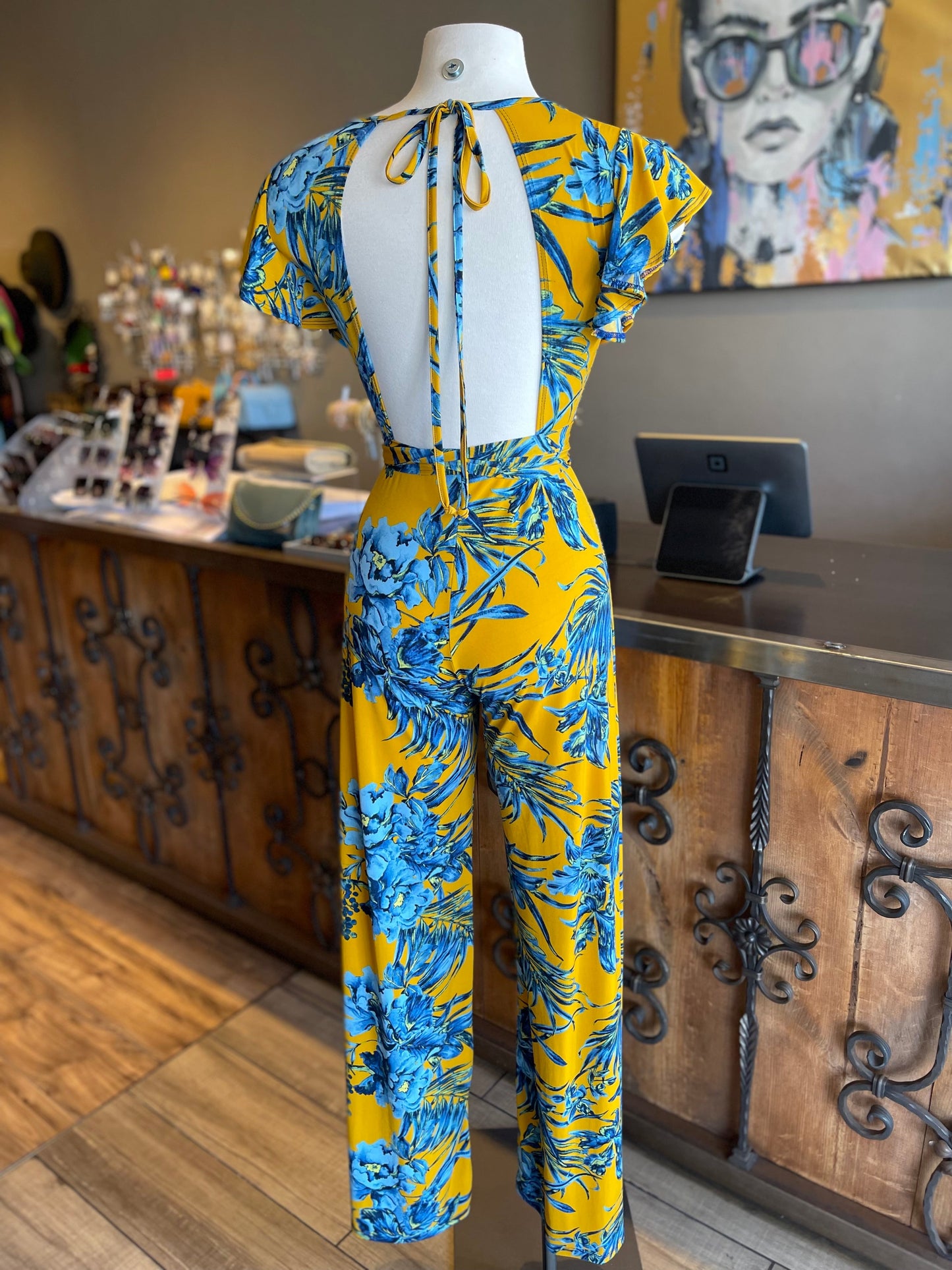 Ruffle Short Sleeve Backless Jumpsuit FINAL SALE