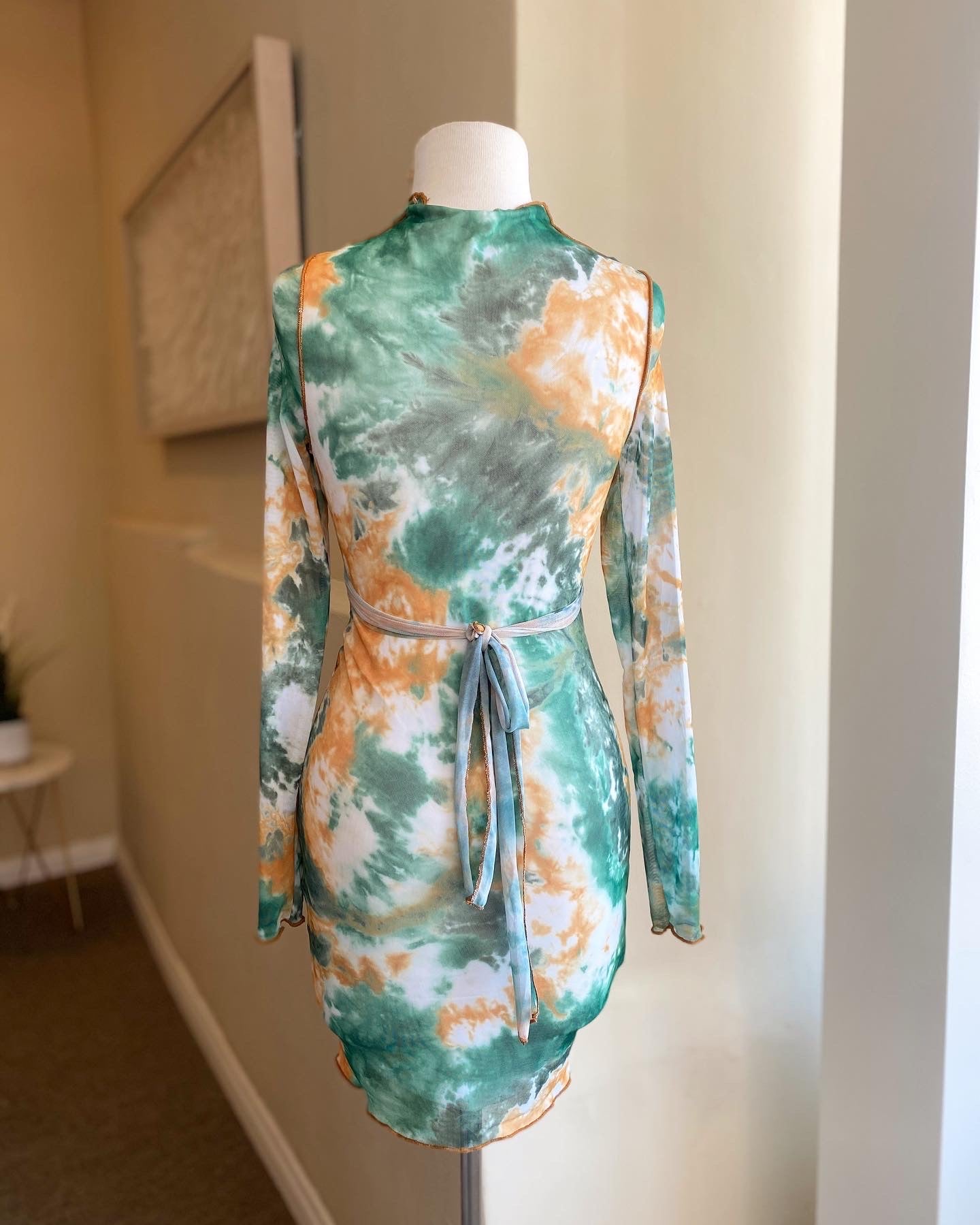 Green Back Tye Mini Dress FINAL SALE