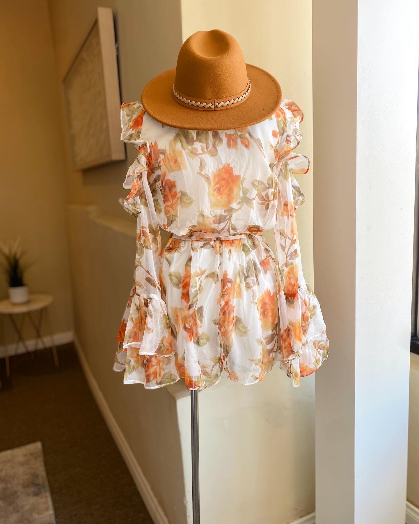 Ruffle Sleeve Floral Romper