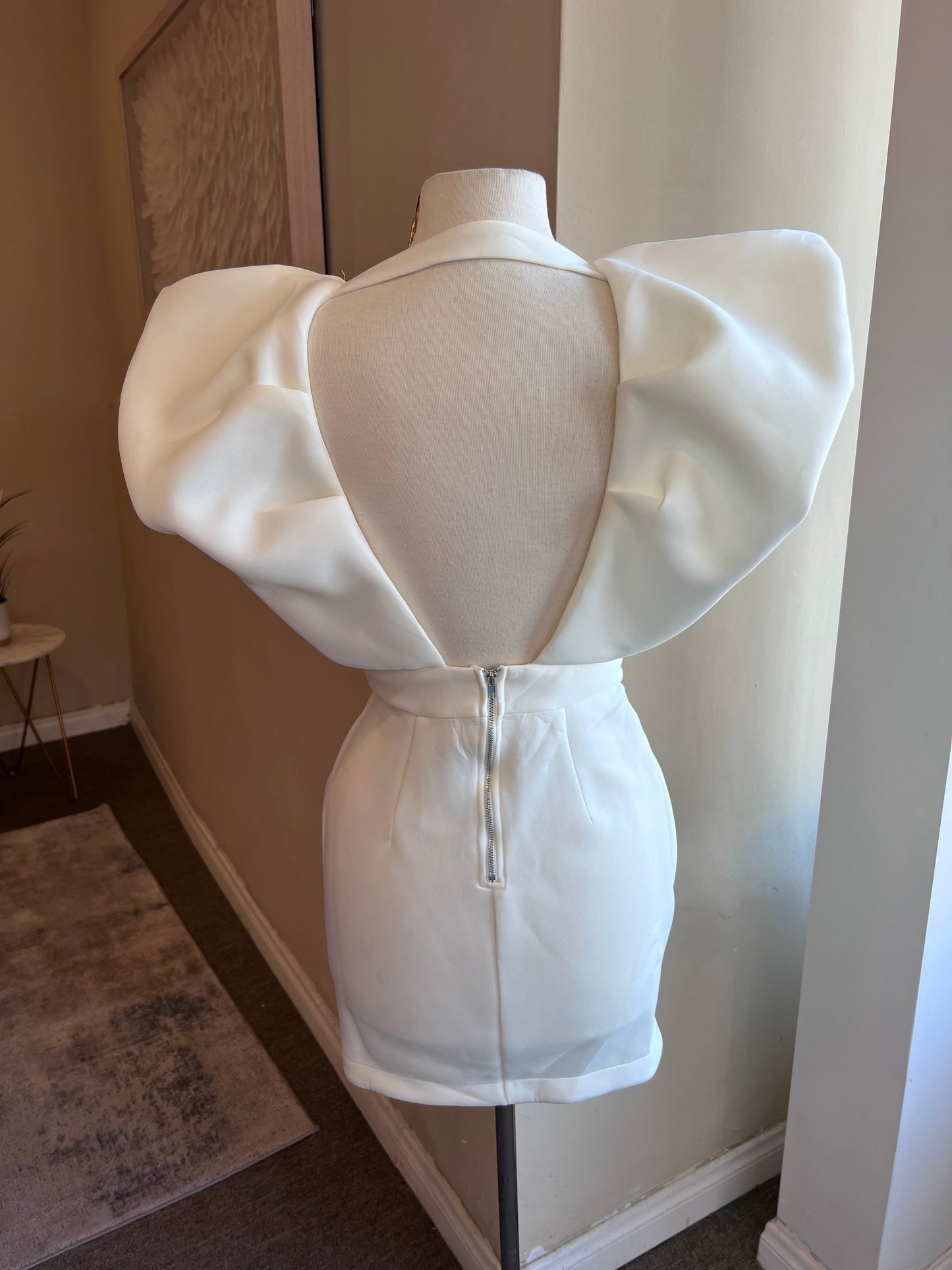 Bubble Sleeve Wrap Mini Dress