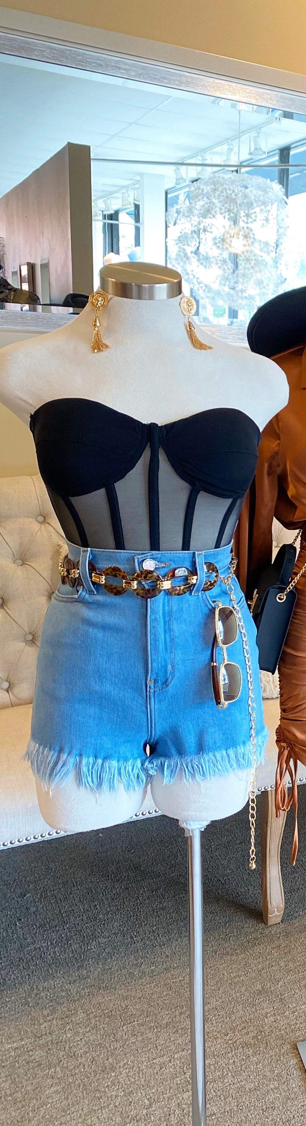 Padded Bra Mesh Boned Bustier